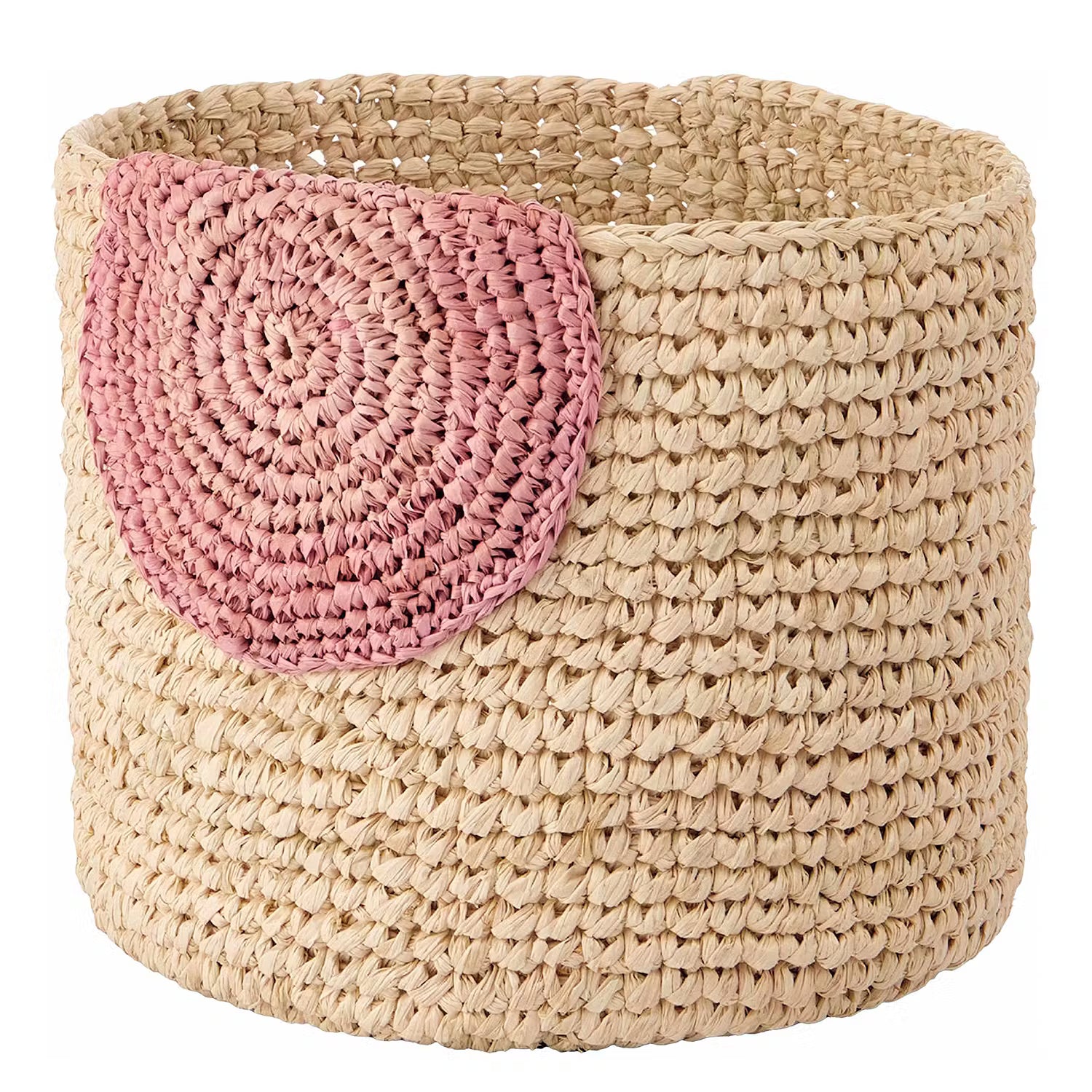 ISALO Korb - Raffia - Natur / Rosa