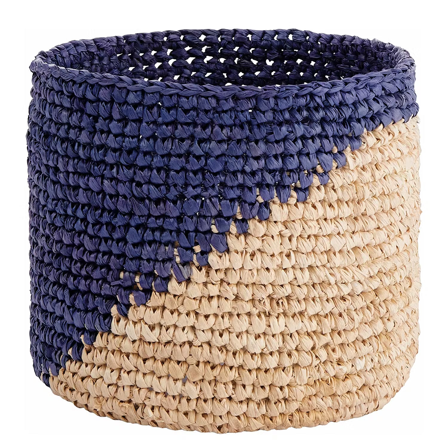 ISALO Korb - Raffia - Natur / Blau