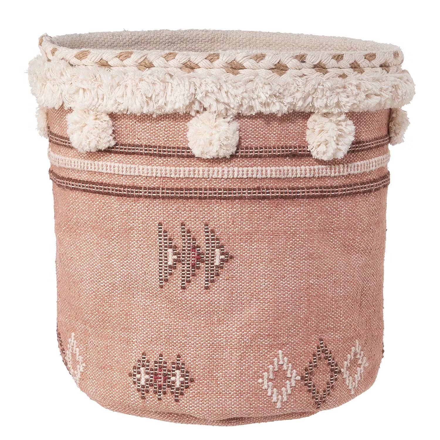 CARAVAN OF LOVE Korb - Baumwollstoff - Rosa / Beige - Durchmesser: 35 cm