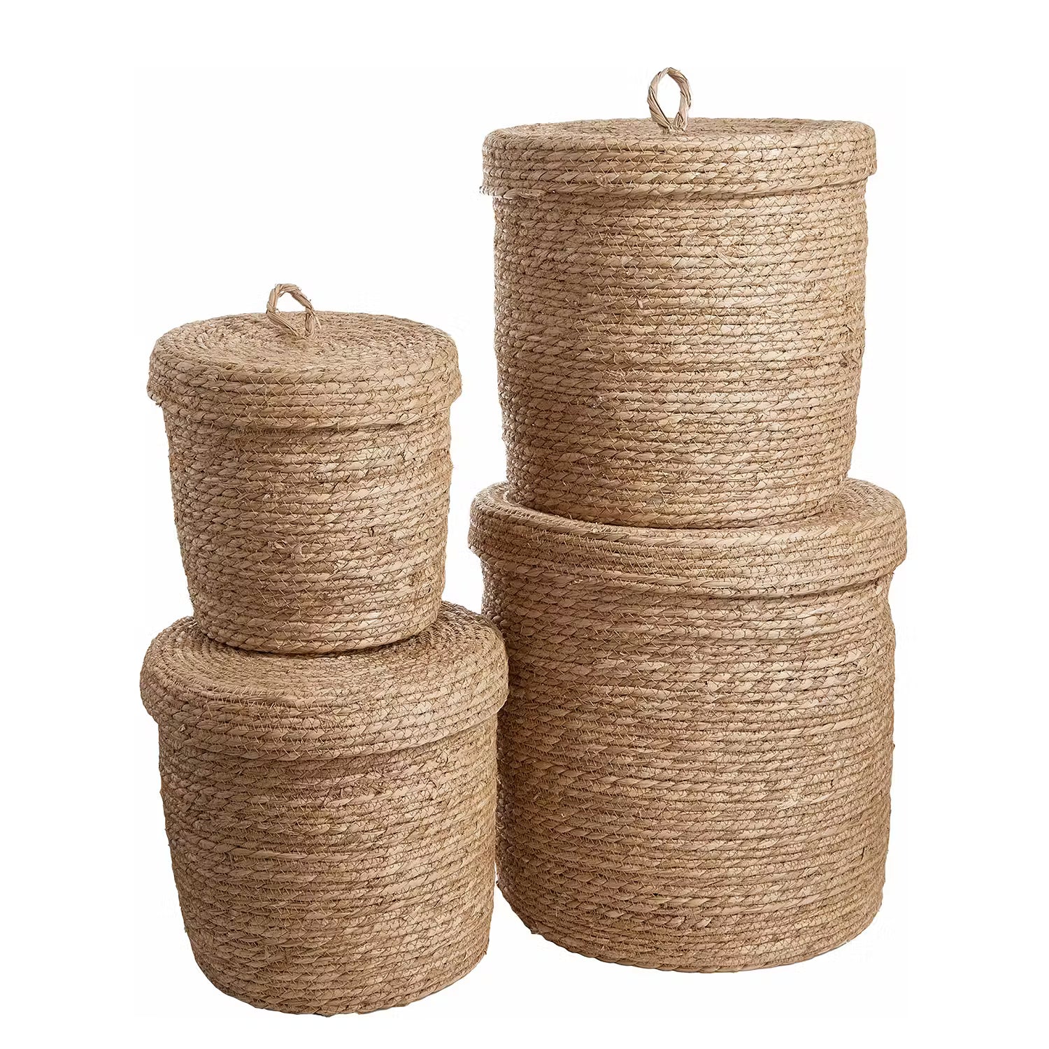 RUSH ROPE Korb mit Deckel - Seegras - Natur - Durchmesser: 40 cm