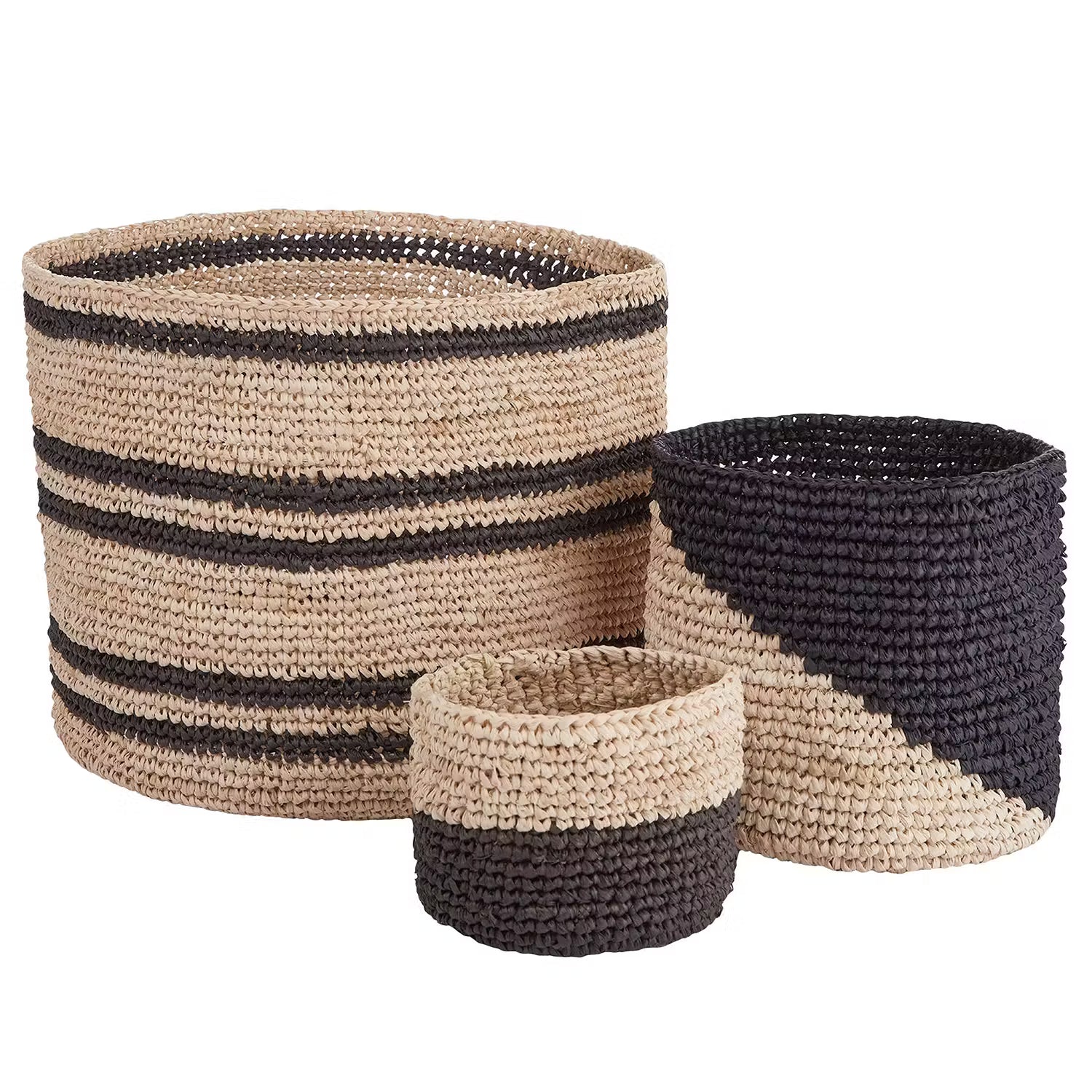 ISALO Korb - Raffia - Natur / Anthrazit
