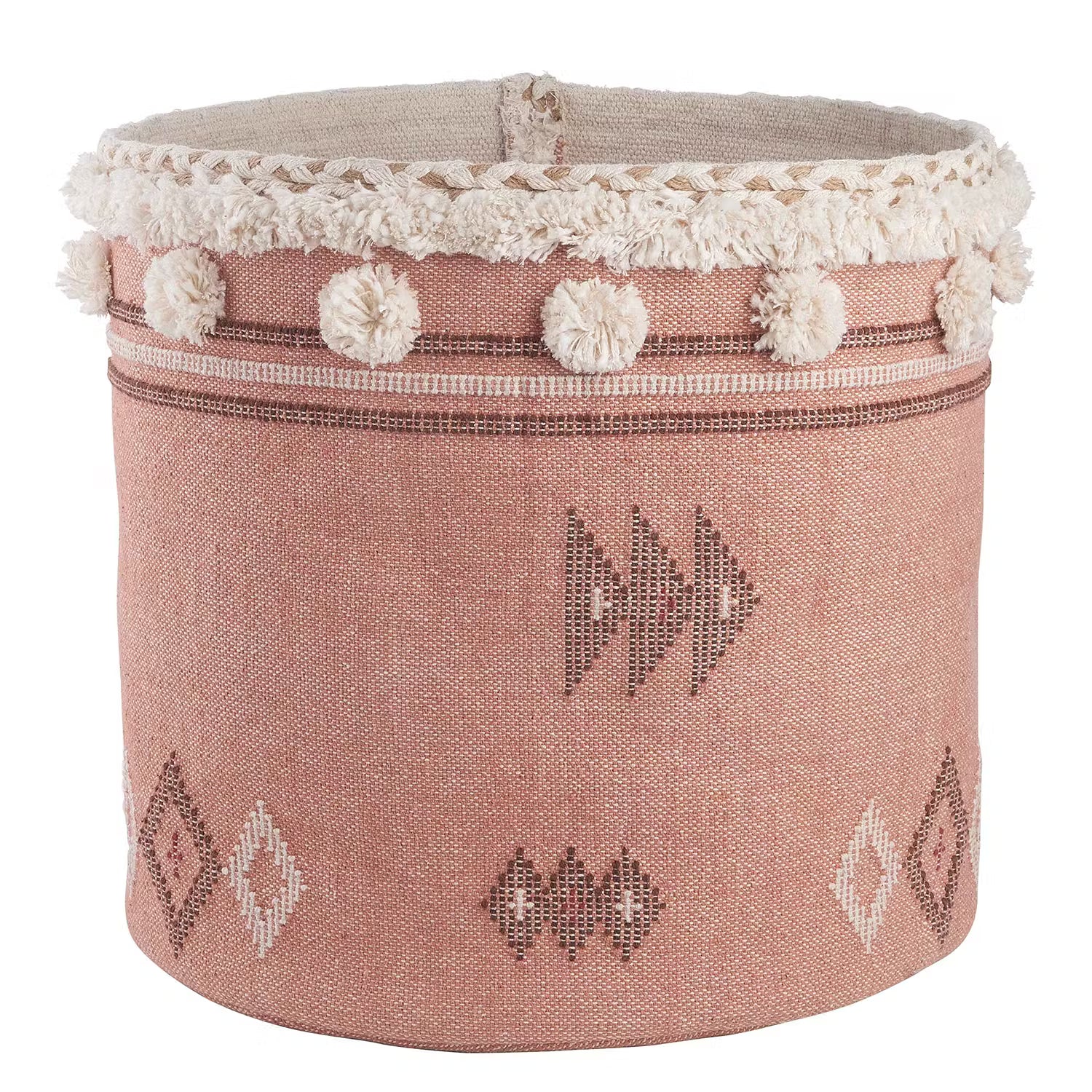 CARAVAN OF LOVE Korb - Baumwollstoff - Rosa / Beige - Durchmesser: 40 cm