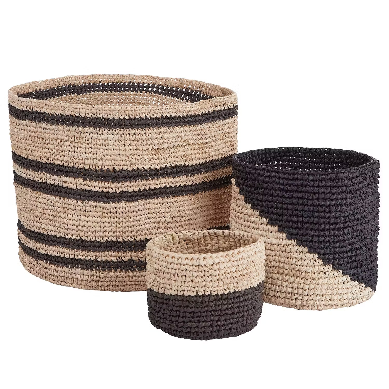 ISALO Korb - Raffia - Natur / Anthrazit