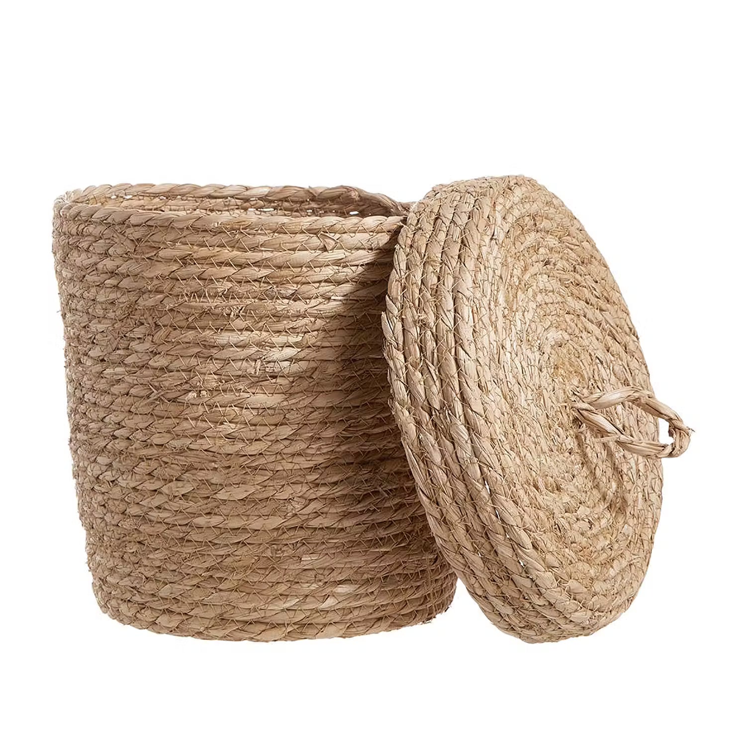 RUSH ROPE Korb mit Deckel - Seegras - Natur - Durchmesser: 25 cm