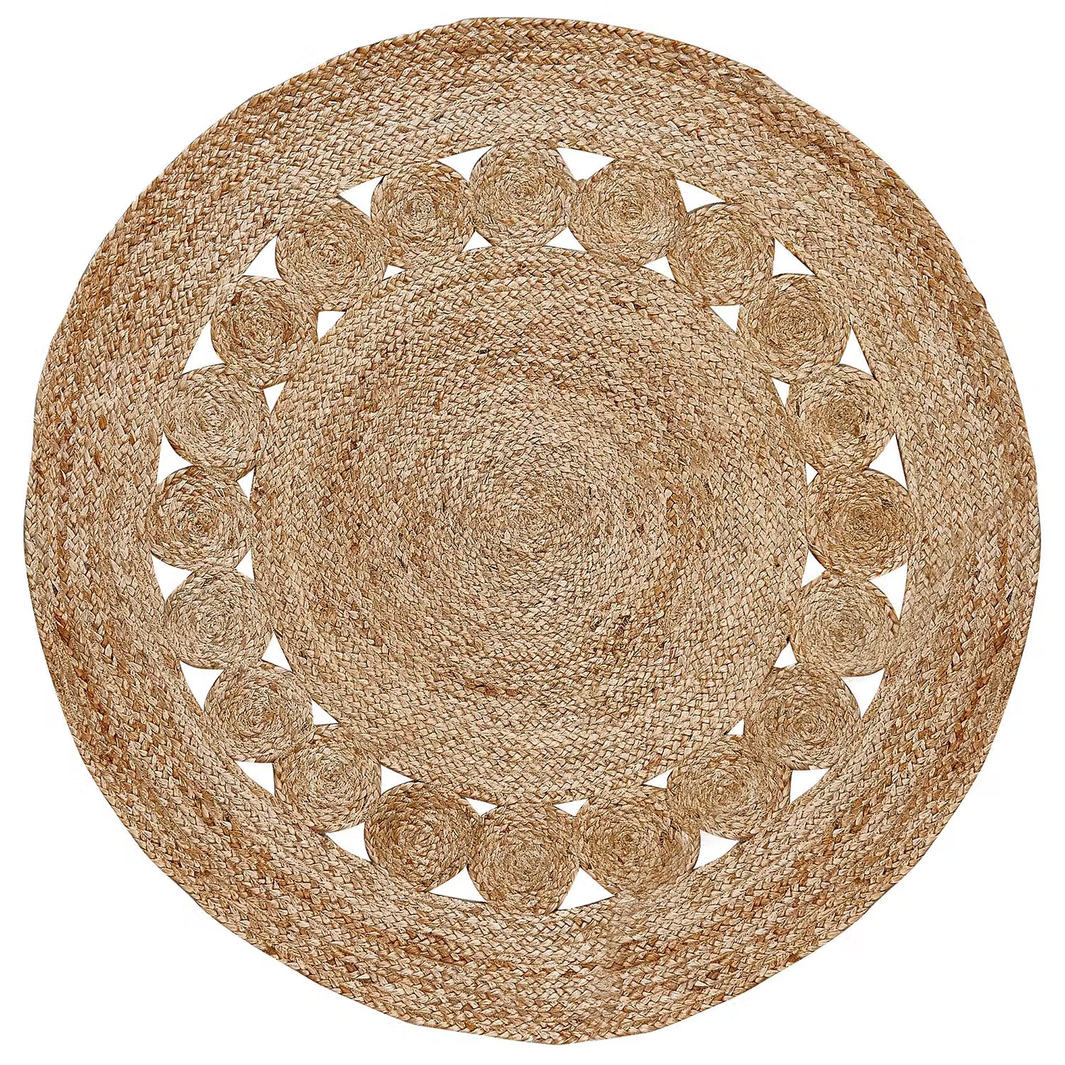 ALL NATURE Kurzflorteppich - Hanf - Beige - Durchmesser: 110 cm