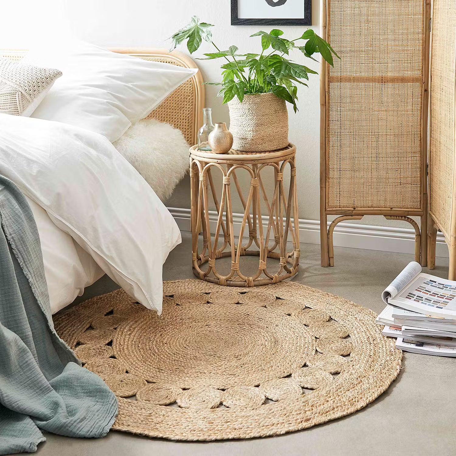 ALL NATURE Kurzflorteppich - Hanf - Beige - Durchmesser: 110 cm