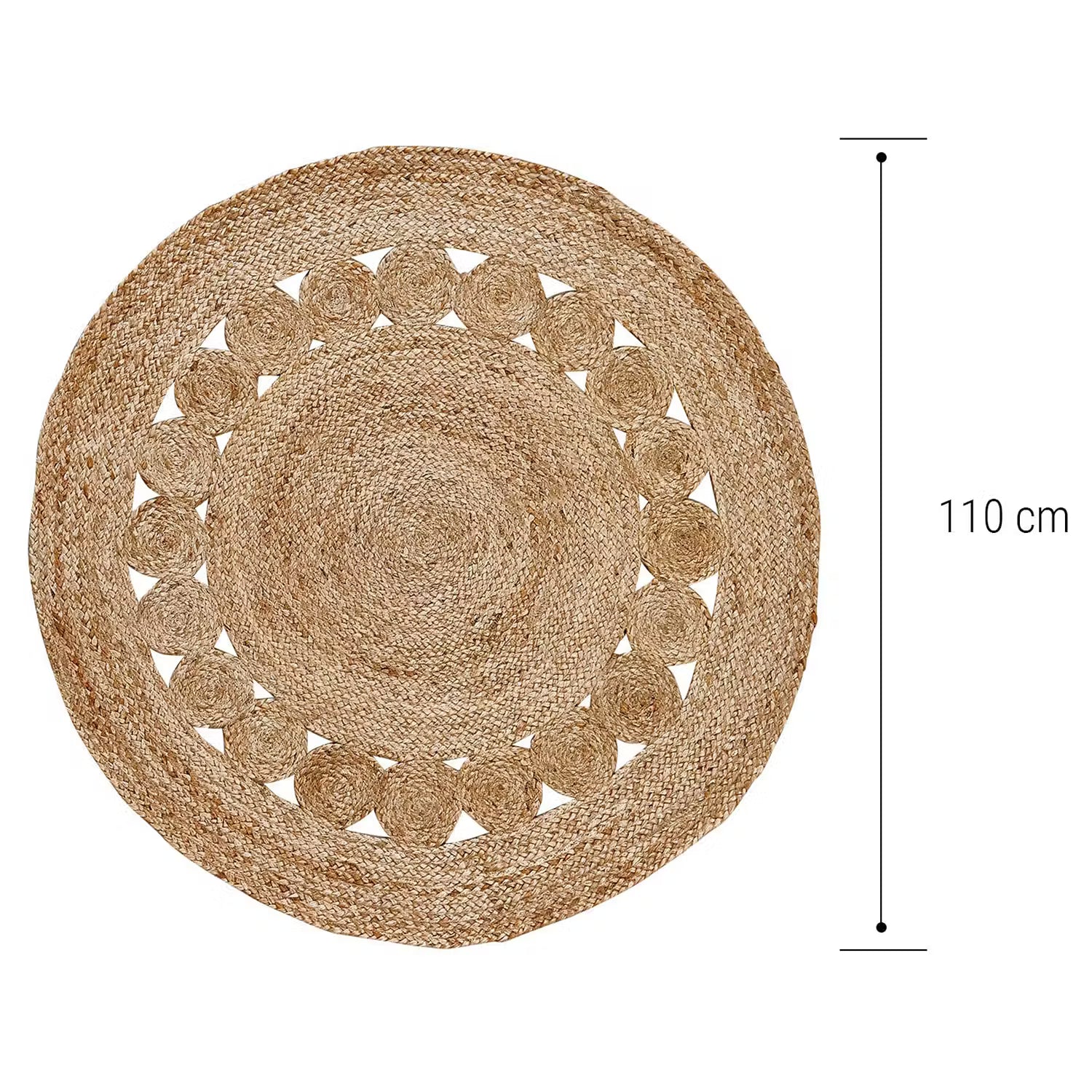 ALL NATURE Kurzflorteppich - Hanf - Beige - Durchmesser: 110 cm