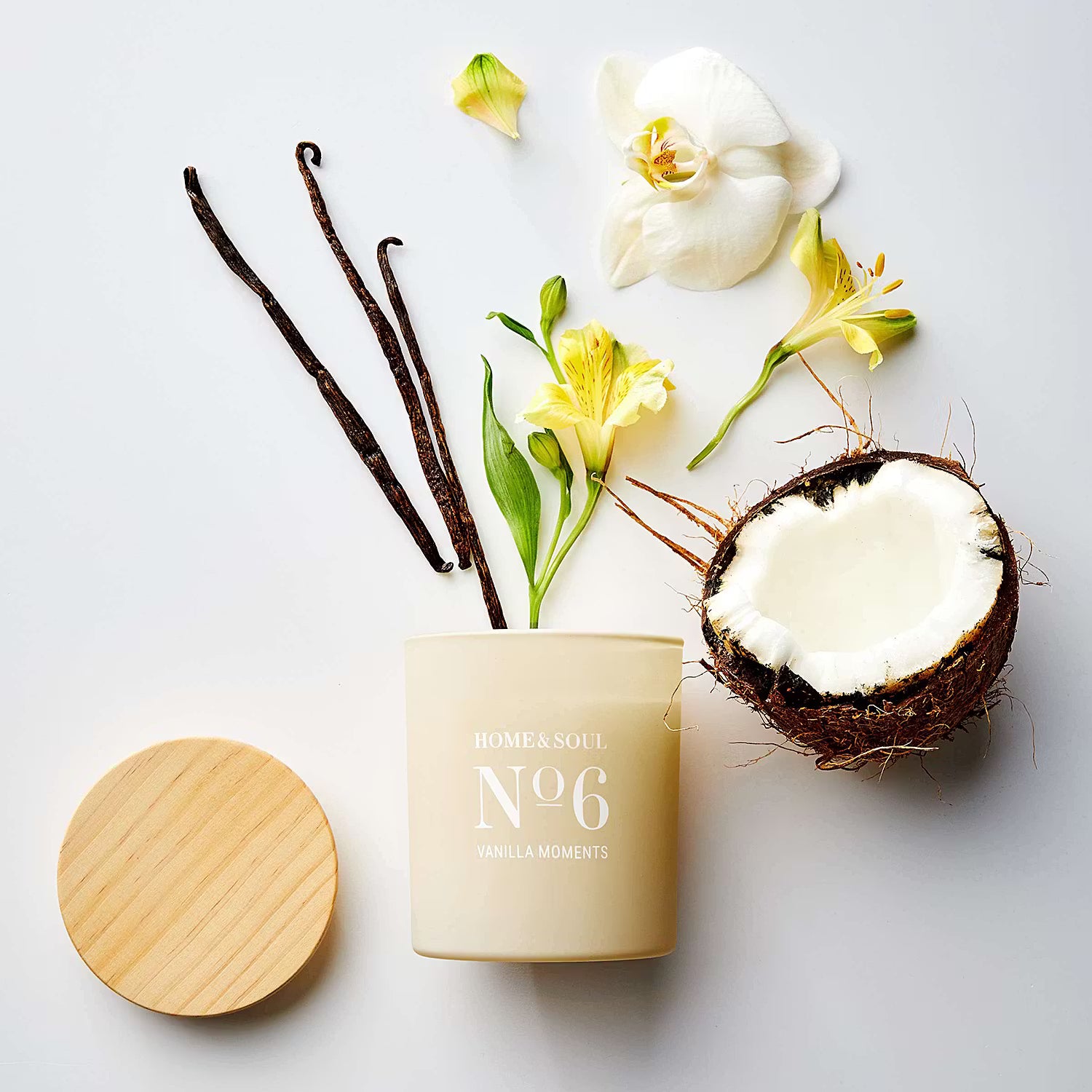 HOME & SOUL Duftkerze Vanilla Moments - Pinienholz / Sojawachs / Paraffin / Glas - Creme