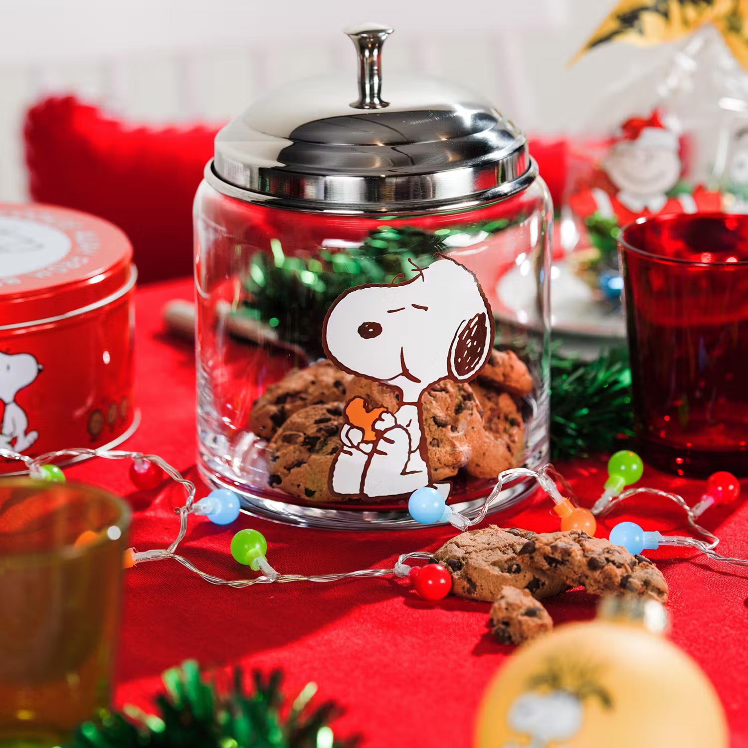 PEANUTS Keksdose Snoopy - Klarglas / Edelstahl - Transparent / Silber