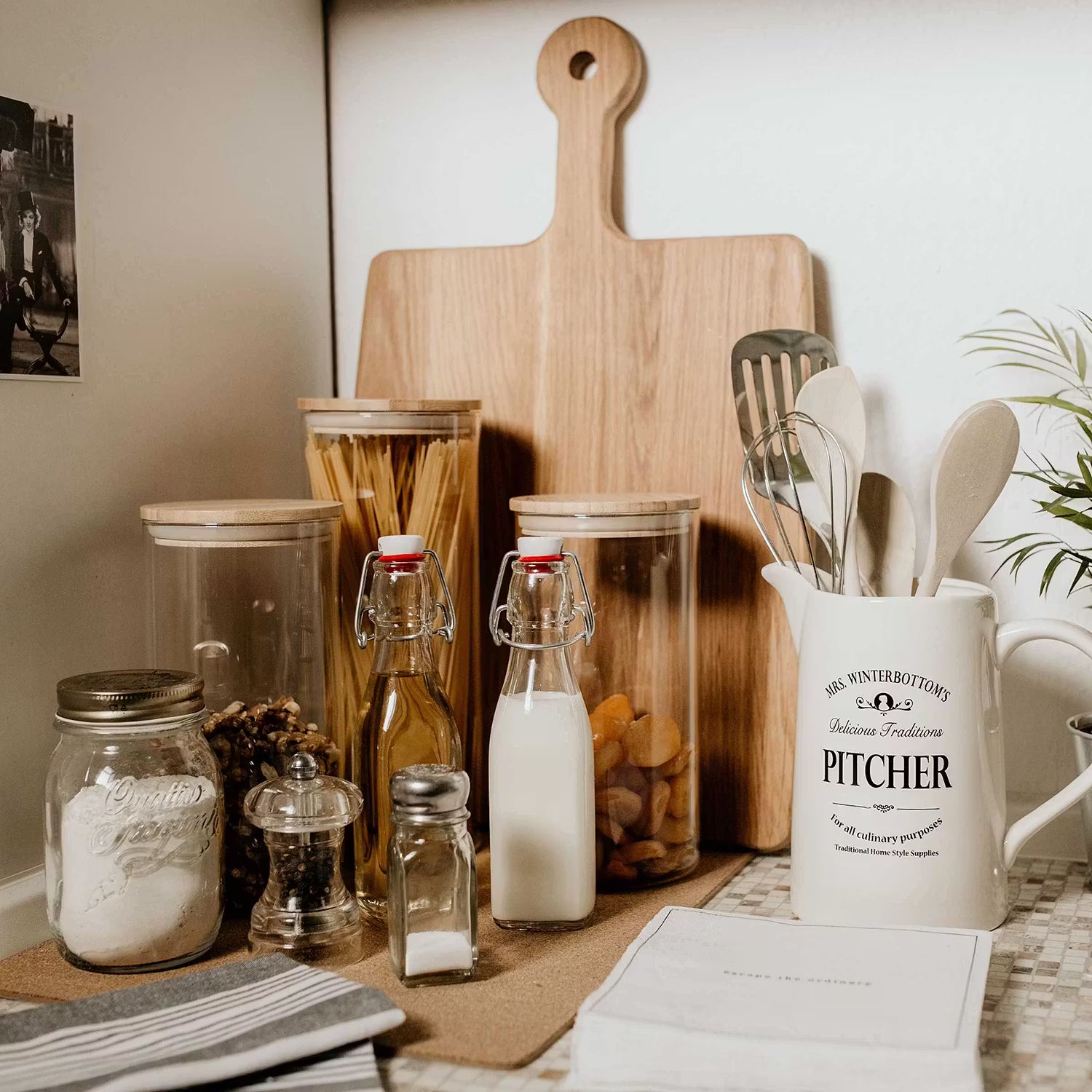 WOODLOCK Vorratsglas - Borosilikatglas / Buche - Transparent - Fassungsvermögen: 2.3 L