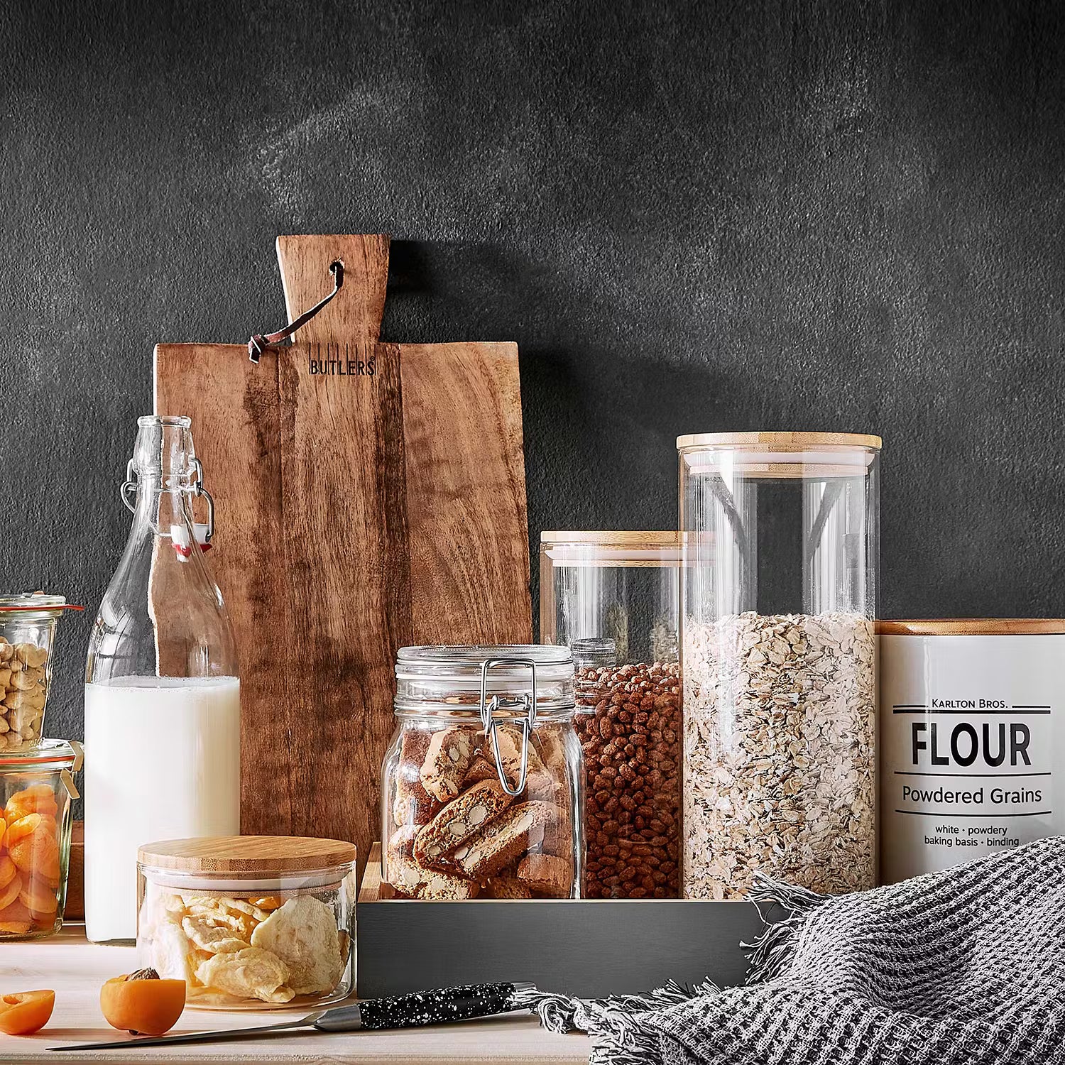 WOODLOCK Vorratsglas - Borosilikatglas / Buche - Transparent - Fassungsvermögen: 2.3 L