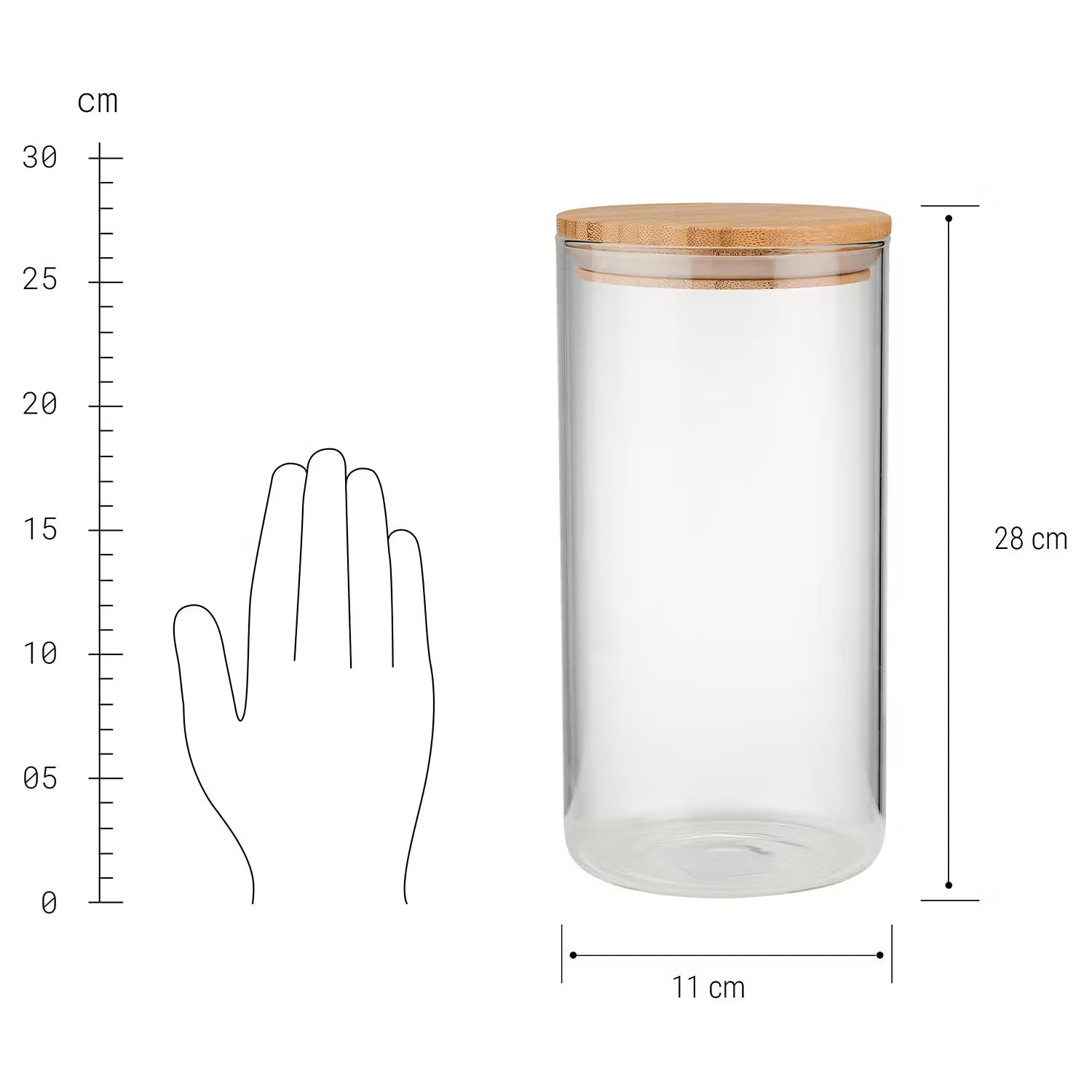 WOODLOCK Vorratsglas - Borosilikatglas / Buche - Transparent - Fassungsvermögen: 2.3 L