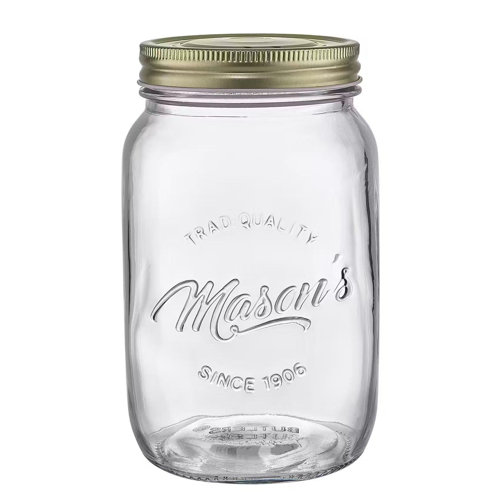 MASON`S Aufbewahrungsglas - Klarglas / Aluminium - Transparent - Fassungsvermögen: 1 L