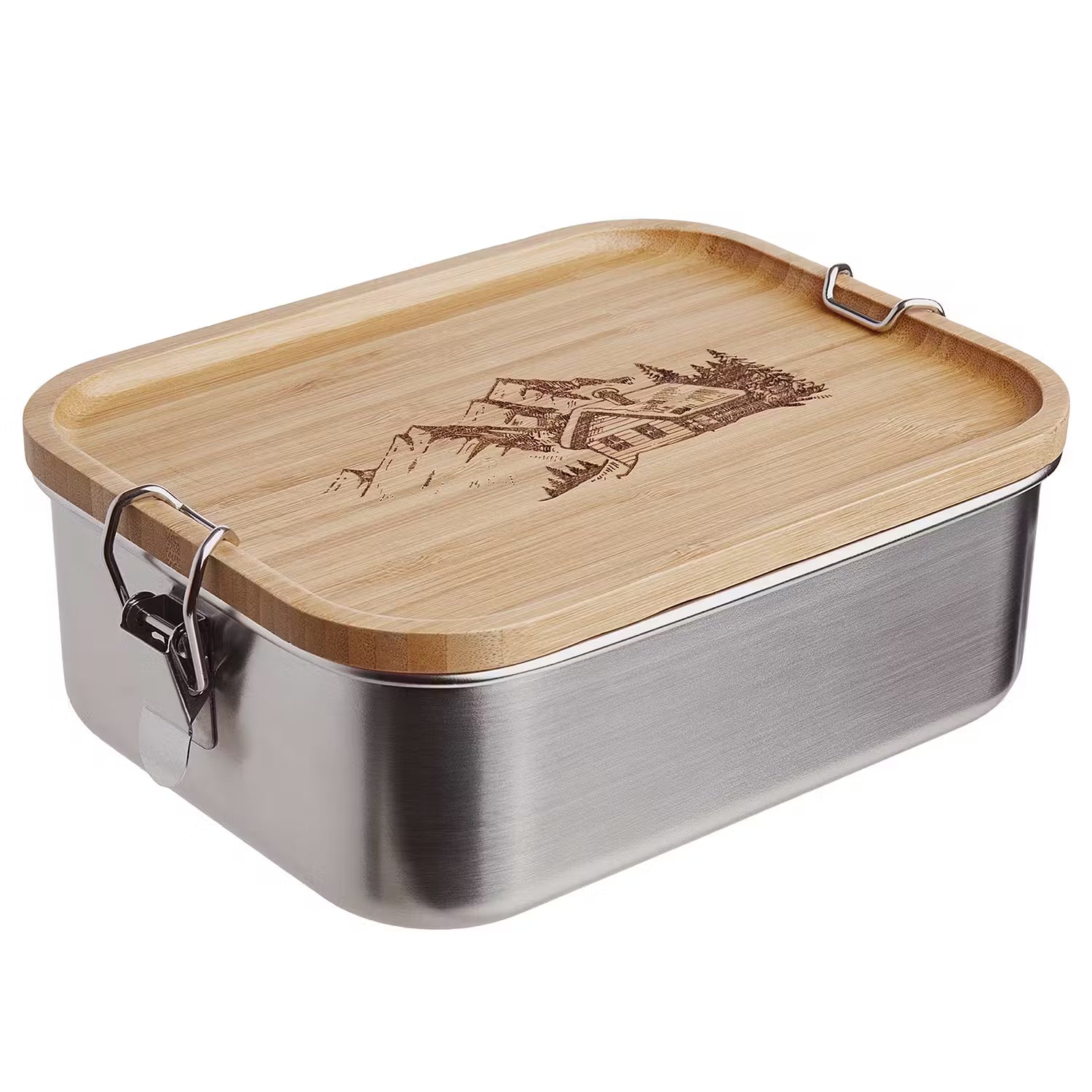 MOUNTAINEER Lunchbox - Edelstahl / Bambus - Silber / Natur