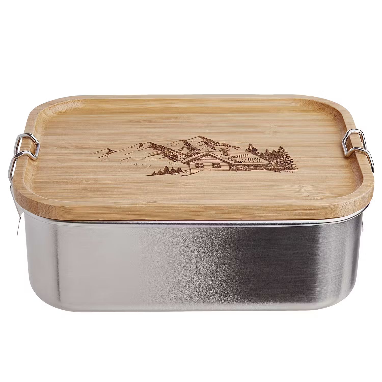 MOUNTAINEER Lunchbox - Edelstahl / Bambus - Silber / Natur