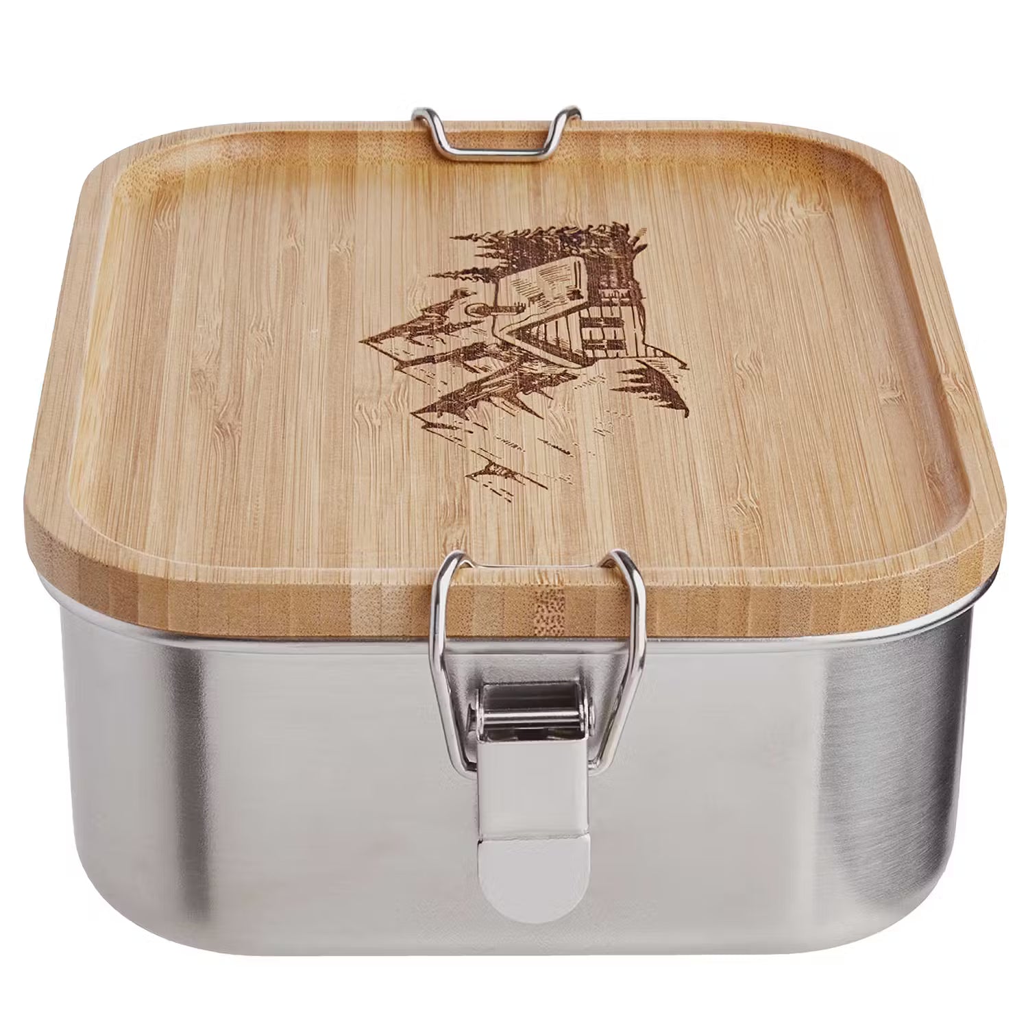 MOUNTAINEER Lunchbox - Edelstahl / Bambus - Silber / Natur