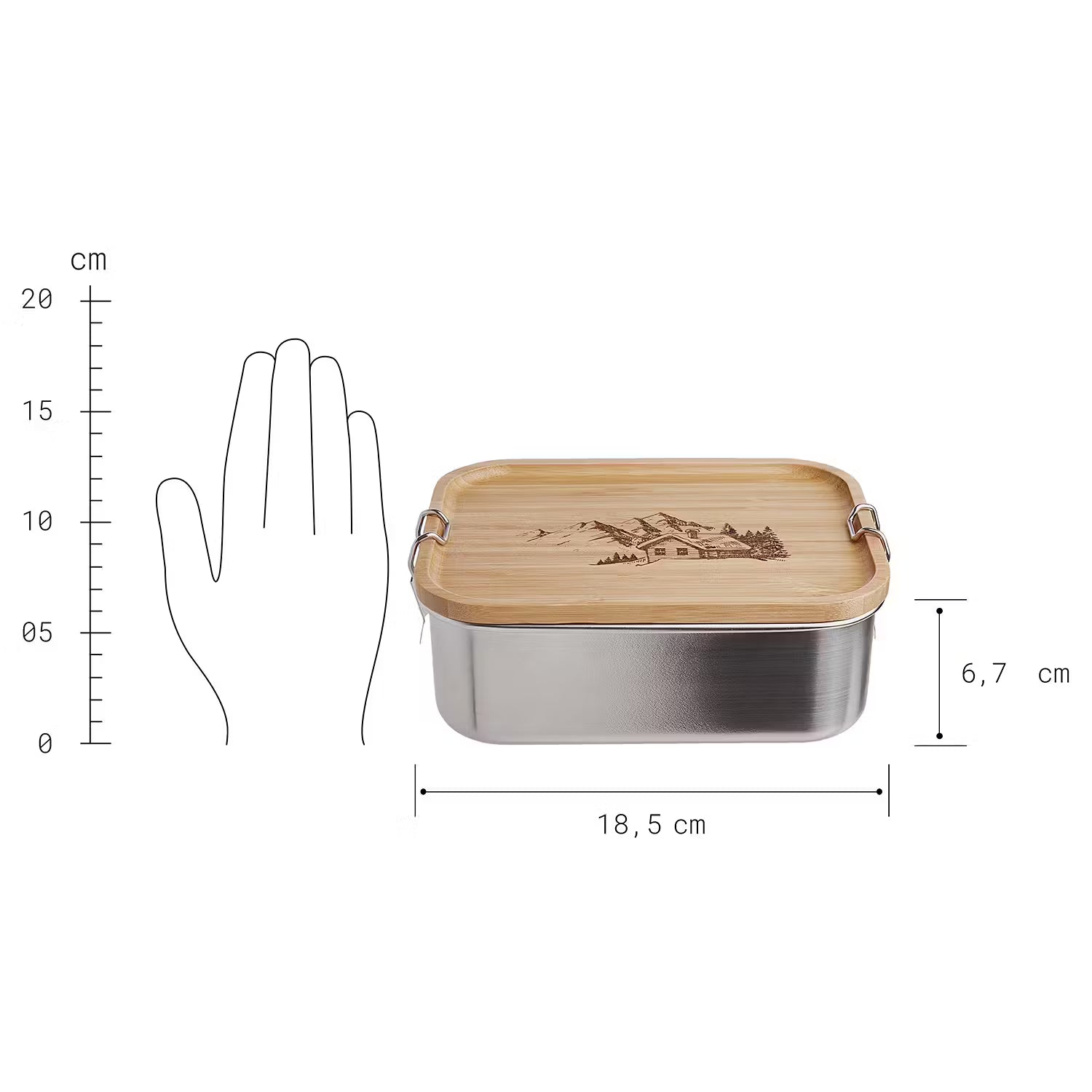 MOUNTAINEER Lunchbox - Edelstahl / Bambus - Silber / Natur