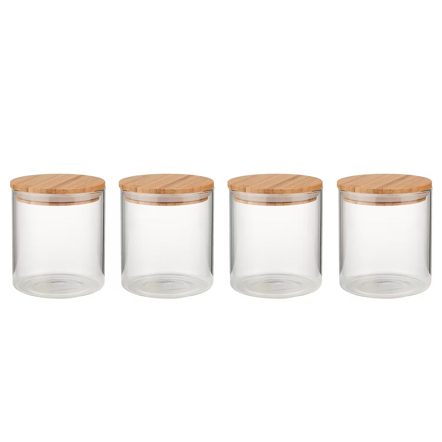 WOODLOCK Vorratsglas 4er-Set - Borosilikatglas / Bambus - Transparent - Höhe: 13 cm