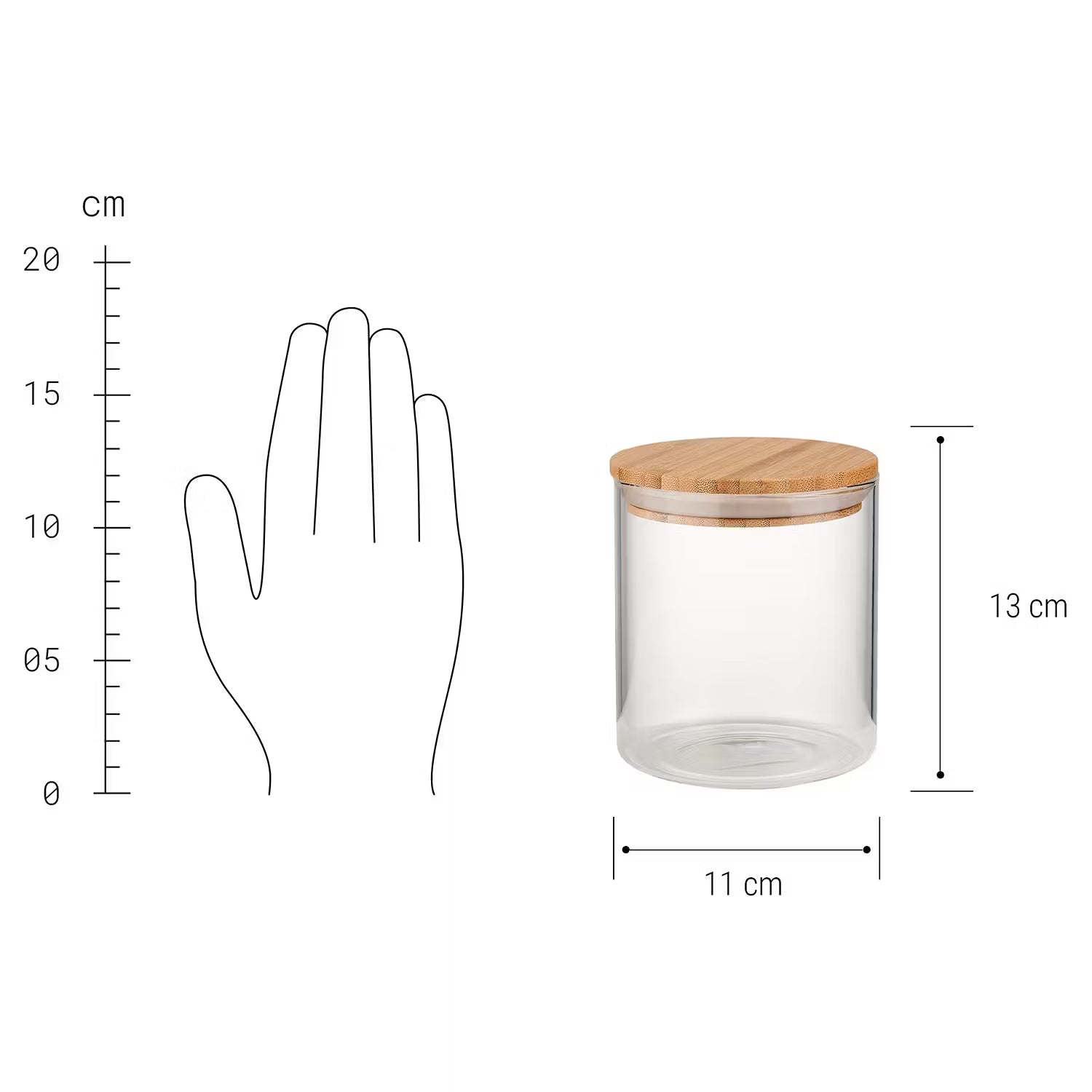 WOODLOCK Vorratsglas 4er-Set - Borosilikatglas / Bambus - Transparent - Höhe: 13 cm