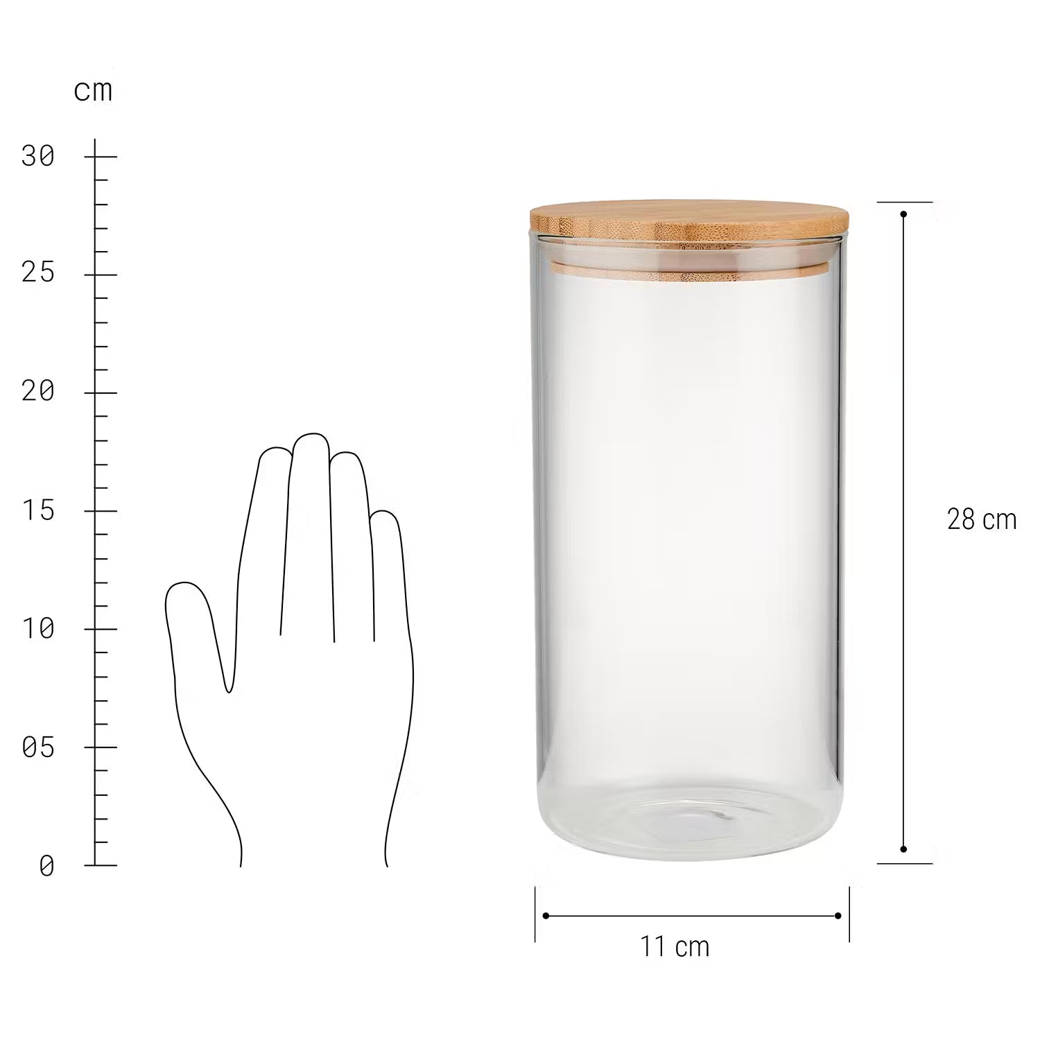 WOODLOCK Vorratsglas-Set 4-tlg. - Borosilikatglas / Bambus - Transparent