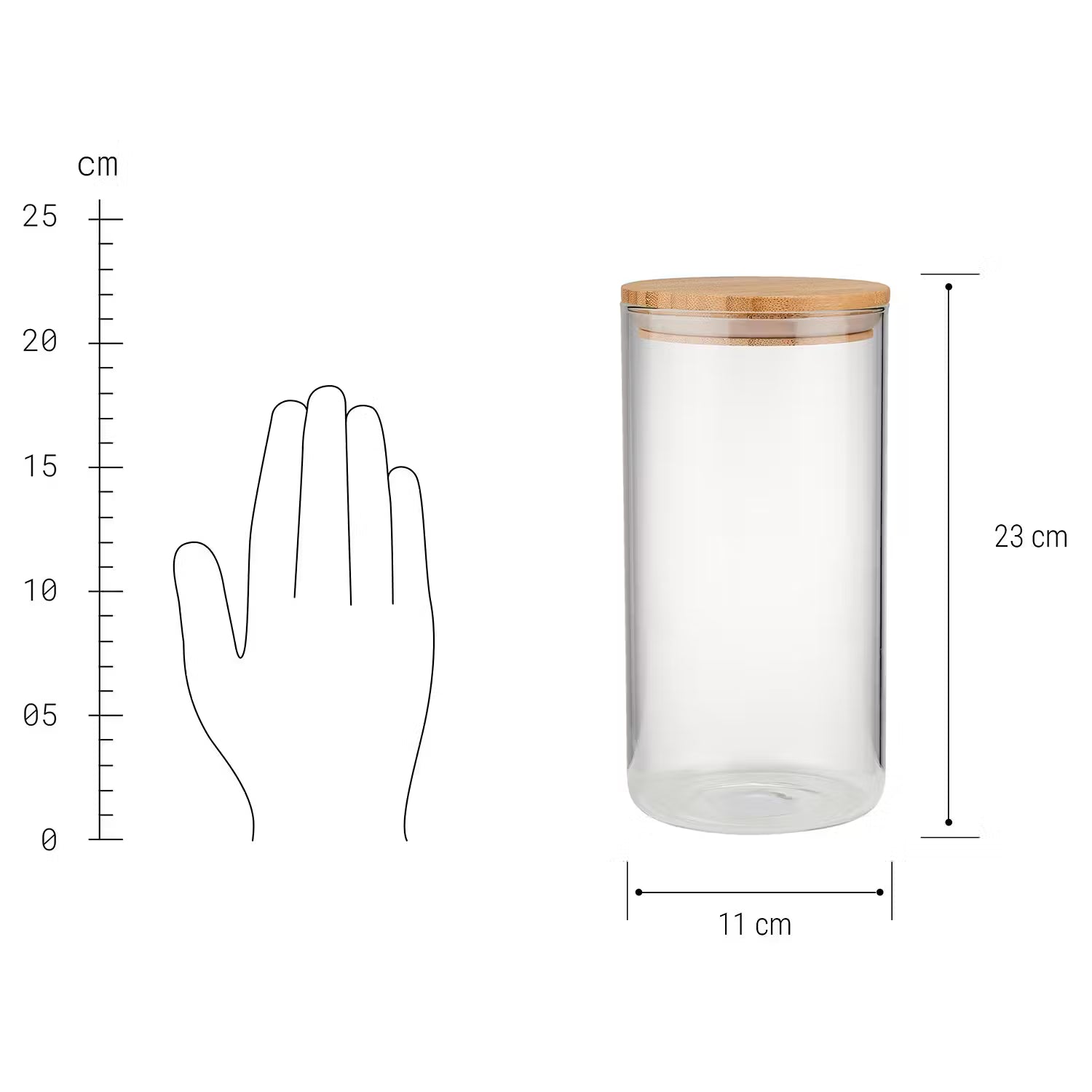 WOODLOCK Vorratsglas-Set 4-tlg. - Borosilikatglas / Bambus - Transparent