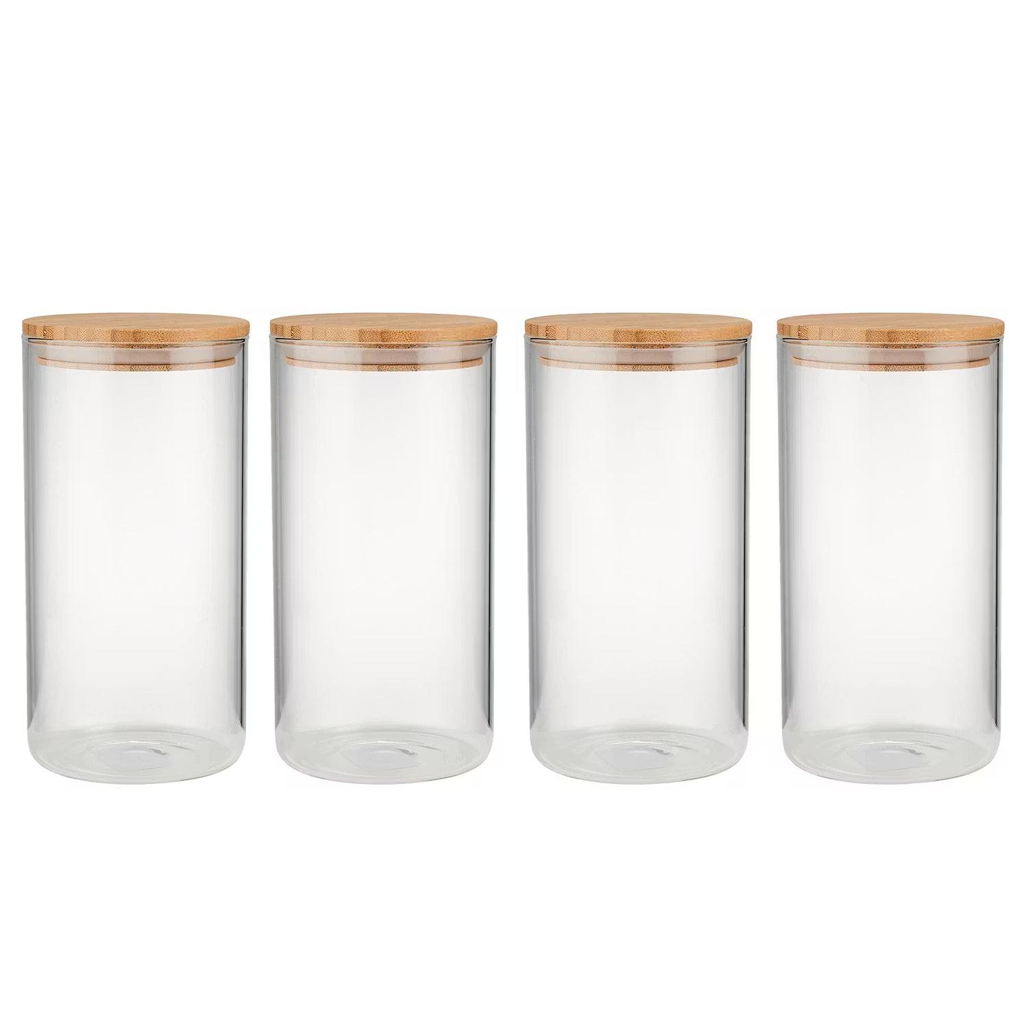 WOODLOCK Vorratsglas 4er-Set - Borosilikatglas / Bambus - Transparent - Höhe: 23 cm