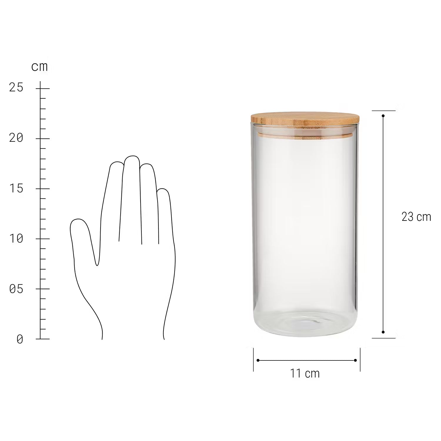 WOODLOCK Vorratsglas 4er-Set - Borosilikatglas / Bambus - Transparent - Höhe: 23 cm