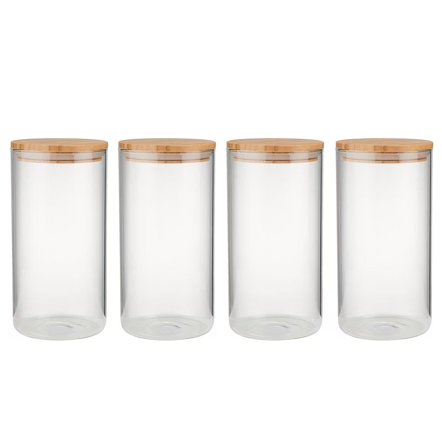 WOODLOCK Vorratsglas 4er-Set - Borosilikatglas / Bambus - Transparent - Höhe: 28 cm