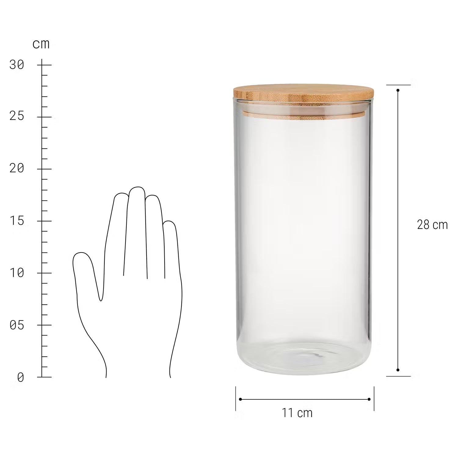 WOODLOCK Vorratsglas 4er-Set - Borosilikatglas / Bambus - Transparent - Höhe: 28 cm