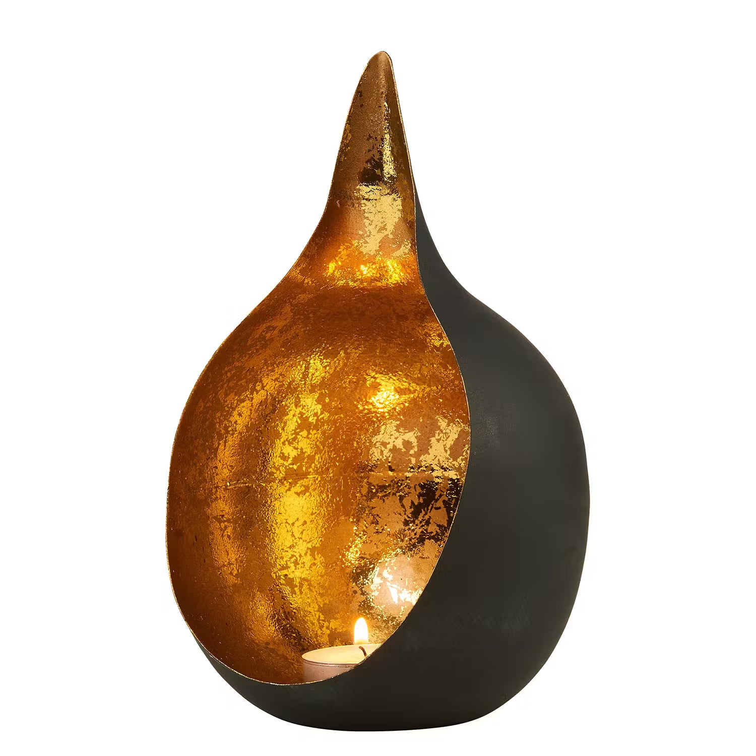 DELIGHT Teelichthalter - Eisen - Schwarz - Höhe: 18 cm