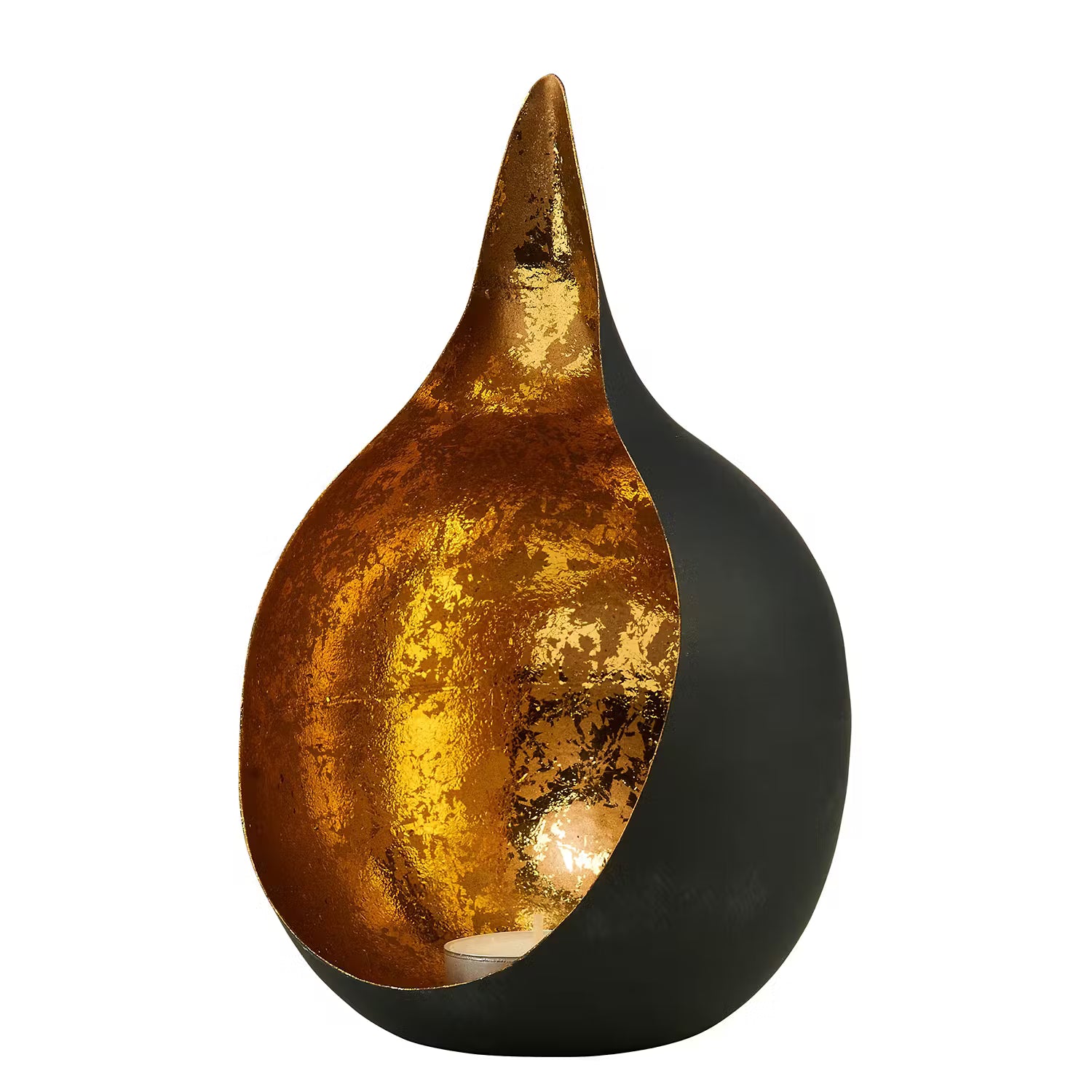 DELIGHT Teelichthalter - Eisen - Schwarz - Höhe: 18 cm