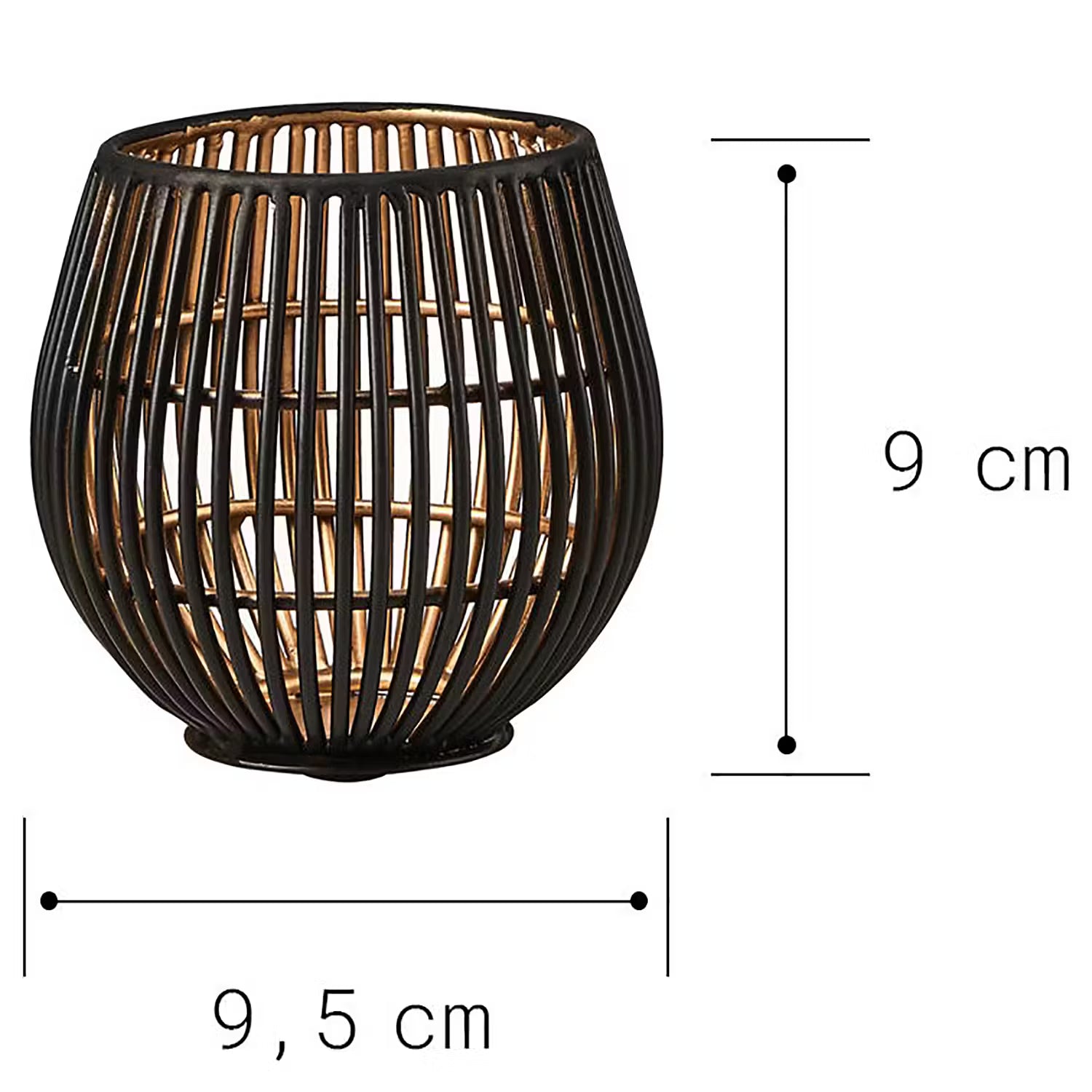 YOKO Teelichthalter  - Eisen - Schwarz - Höhe: 9 cm
