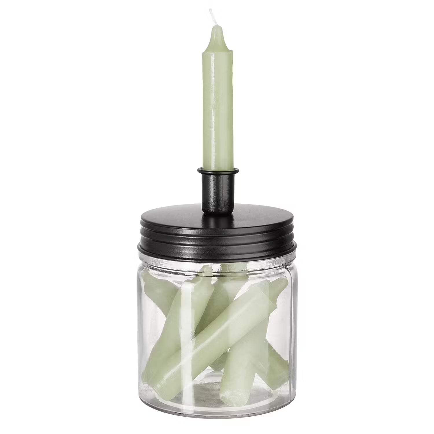 LITTLE LIGHT Kerzenhalter 8-tlg. - Glas / Eisen / Paraffin - Schwarz