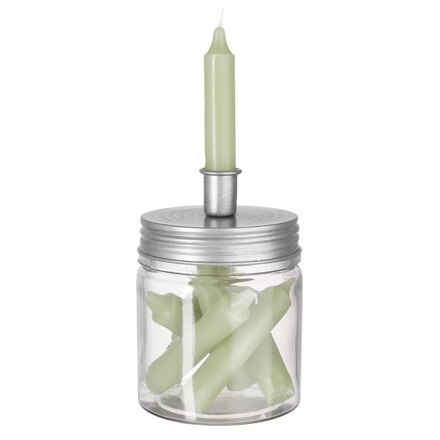 LITTLE LIGHT Kerzenhalter 8-tlg. - Glas / Eisen / Paraffin - Silber