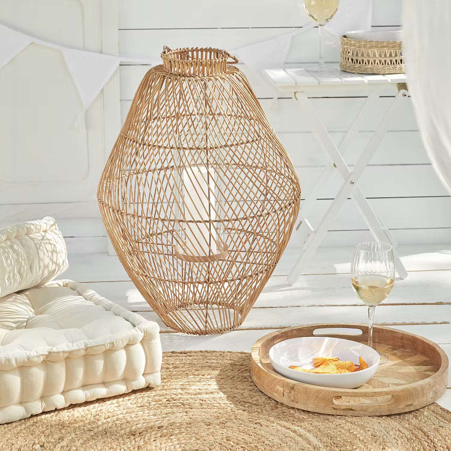 BALI NIGHTS Laterne - Rattan - Natur - Höhe: 61 cm