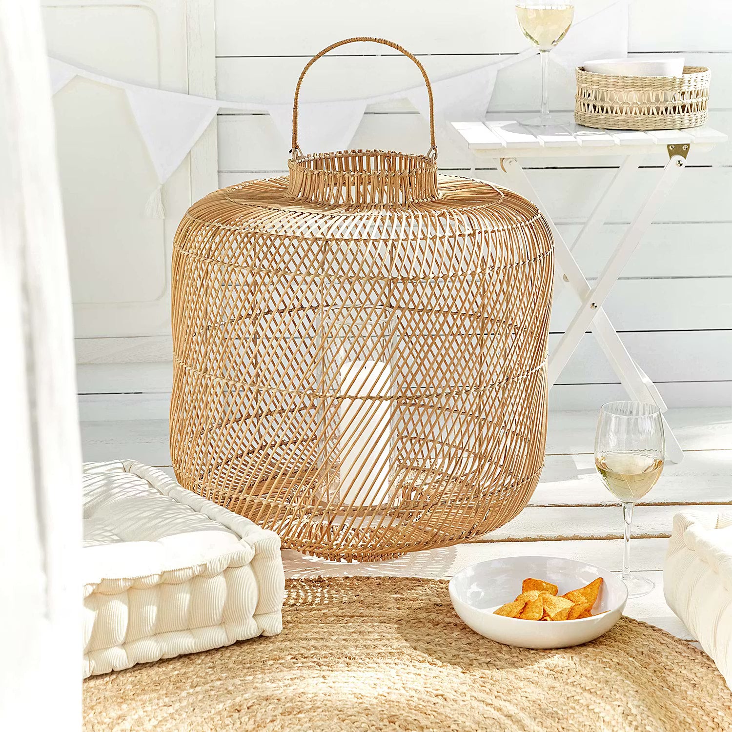 BALI NIGHTS Laterne - Rattan - Natur - Höhe: 53 cm