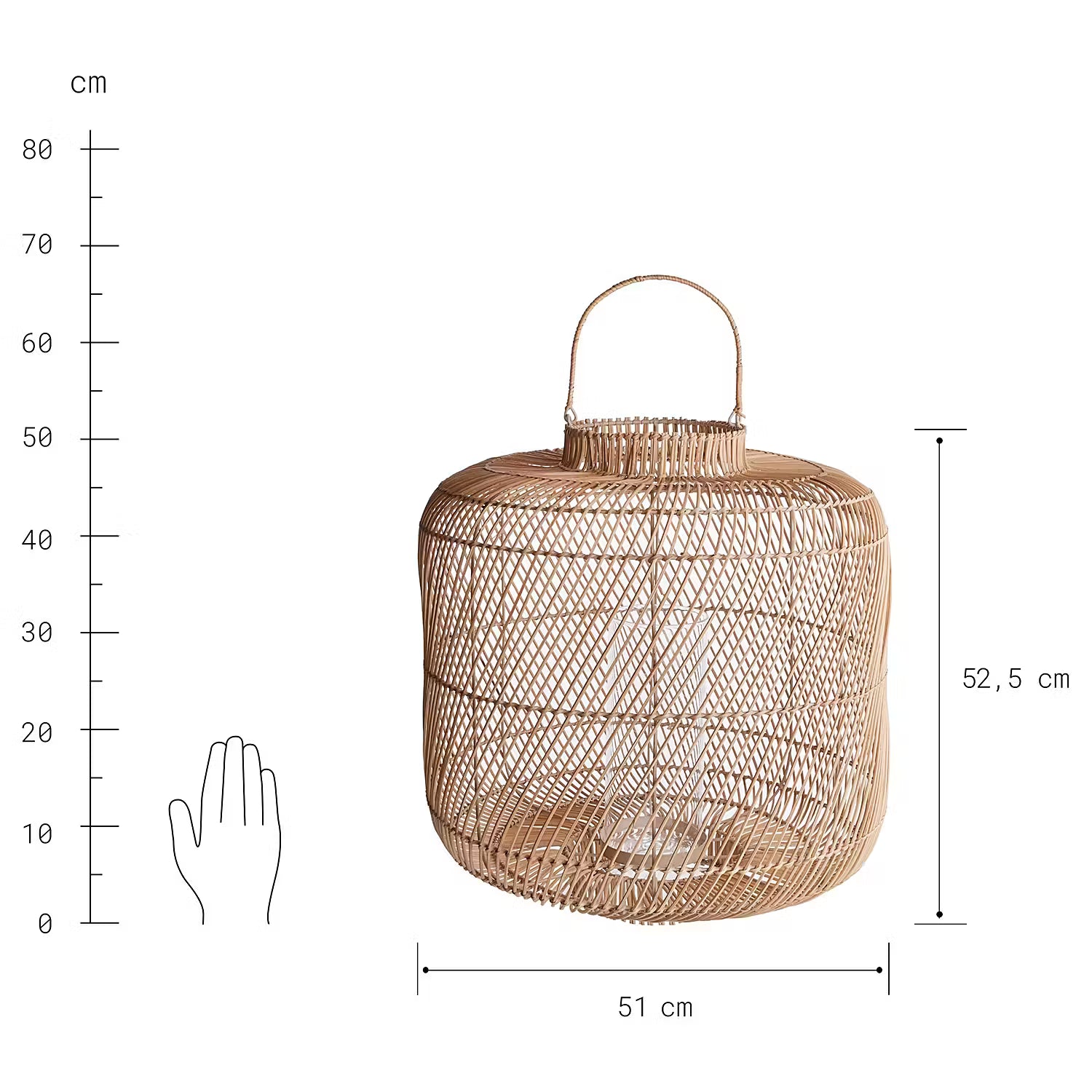 BALI NIGHTS Laterne - Rattan - Natur - Höhe: 53 cm