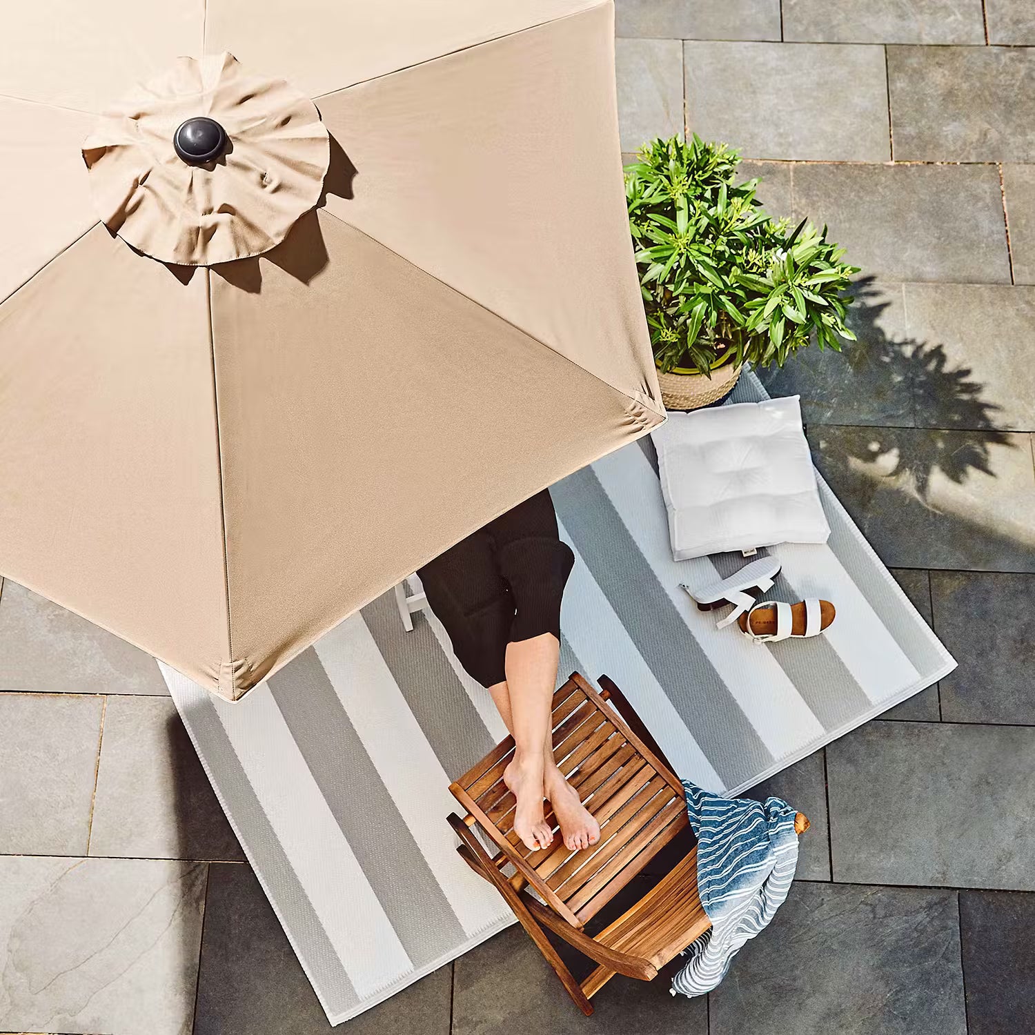 SIESTA Sonnenschirm rund - Aluminium / Polyester - Beige - Beige - Durchmesser: 180 cm