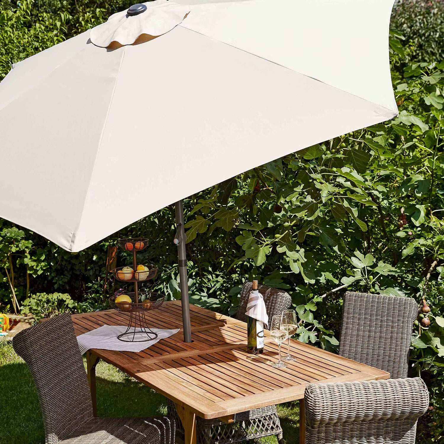 SIESTA Sonnenschirm rund - Aluminium / Polyester - Beige - Beige - Durchmesser: 180 cm