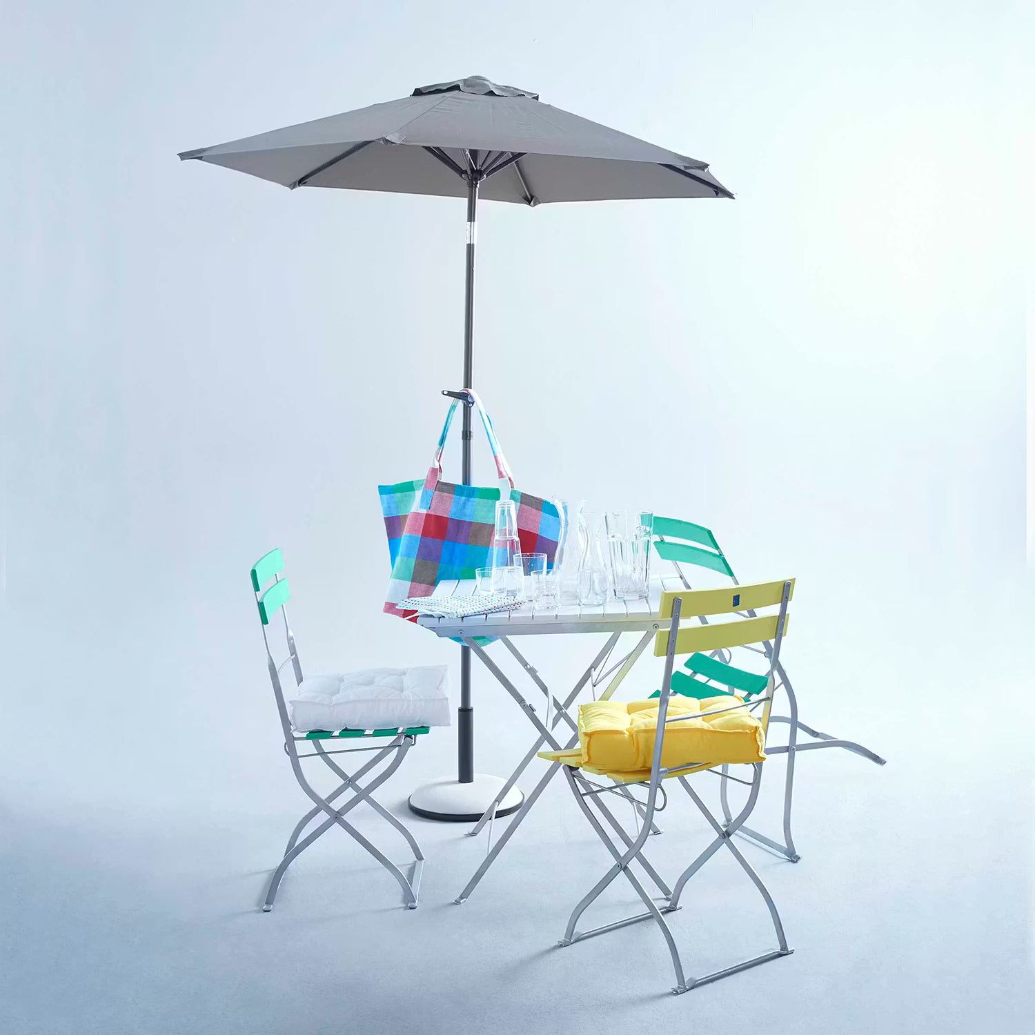 SIESTA Sonnenschirm rund - Aluminium / Polyester - Grau - Grau - Durchmesser: 180 cm