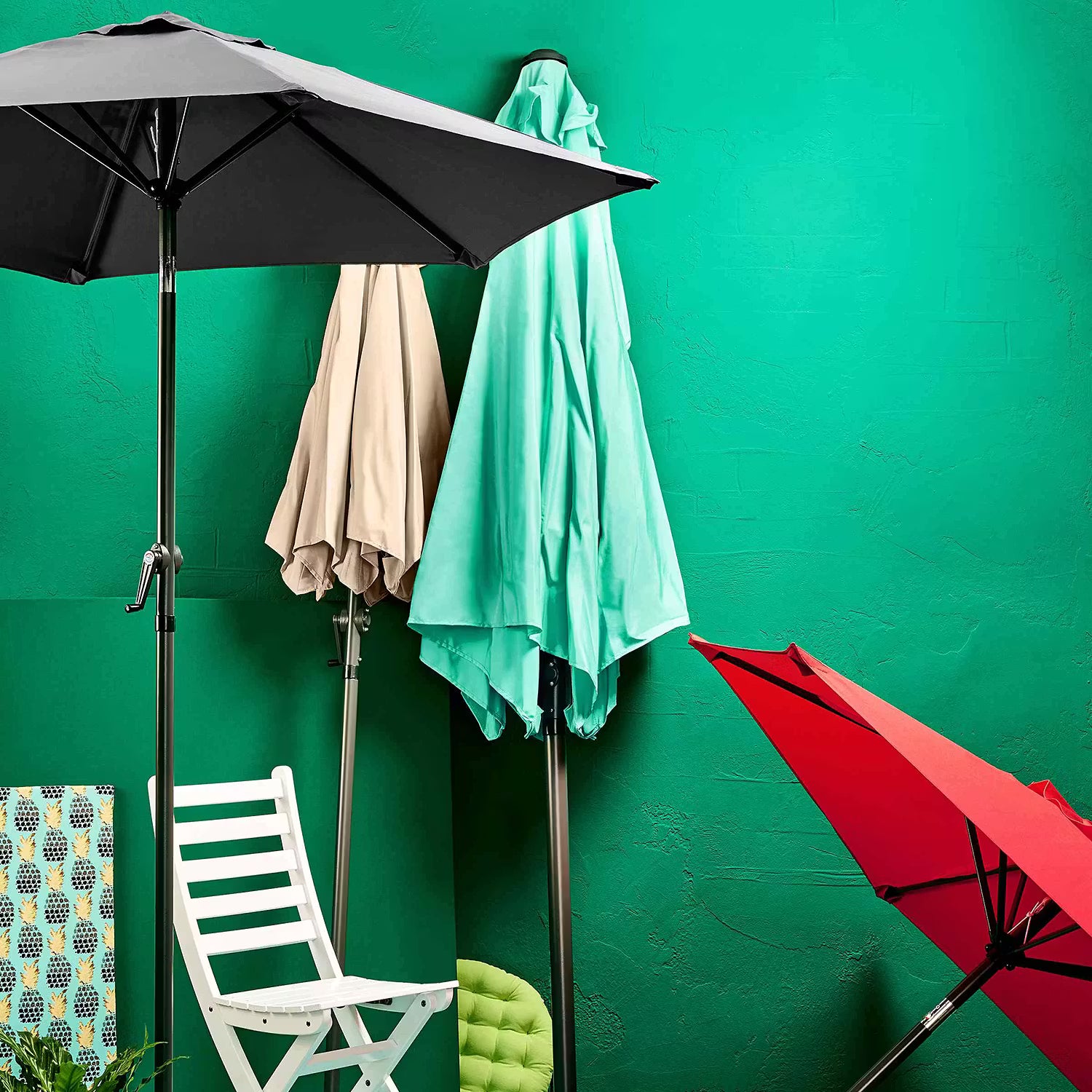 SIESTA Sonnenschirm rund - Aluminium / Polyester - Grau - Grau - Durchmesser: 180 cm