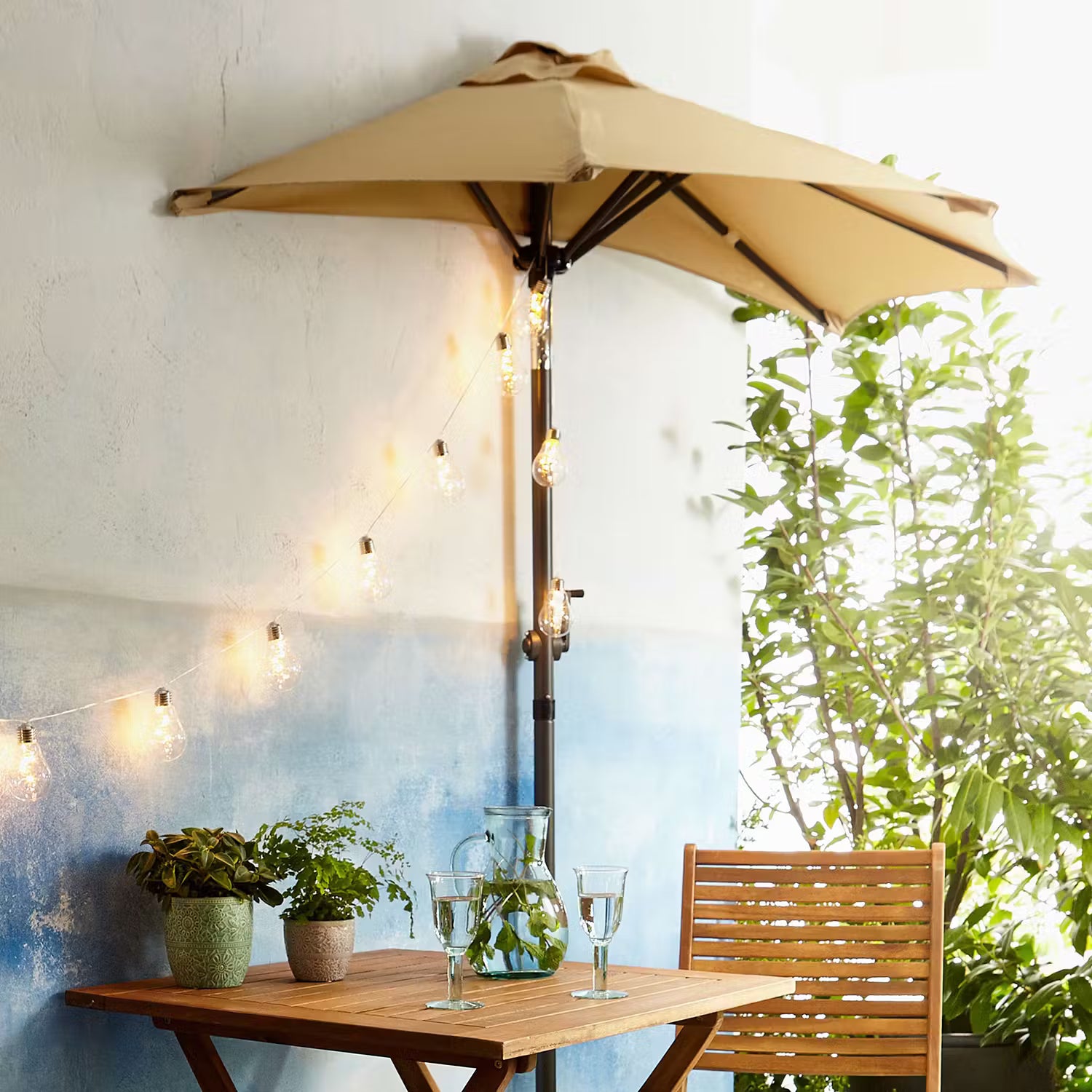 SIESTA Sonnenschirm halbrund - Aluminium / Polyester - Beige - Beige