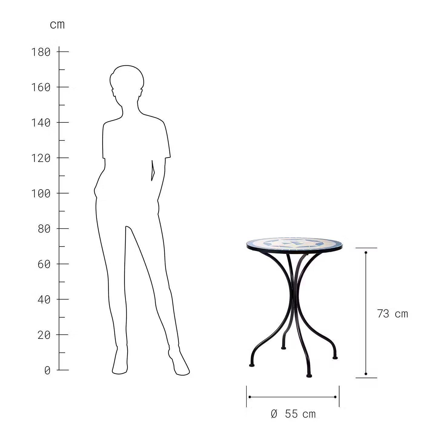 PALAZZO Beistelltisch - Eisen / Keramik - Blau