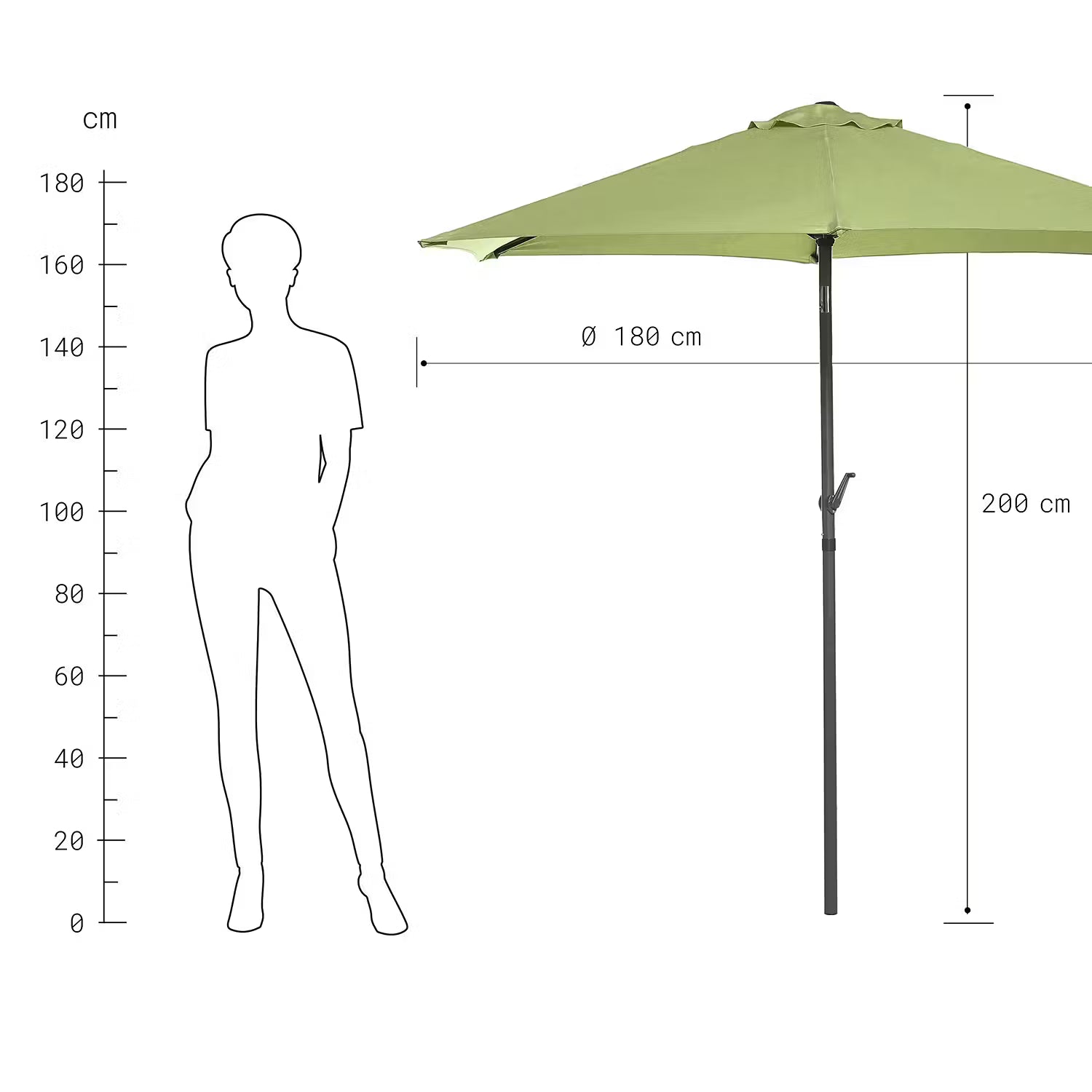 SIESTA Sonnenschirm - Aluminium / Polyester - Grün