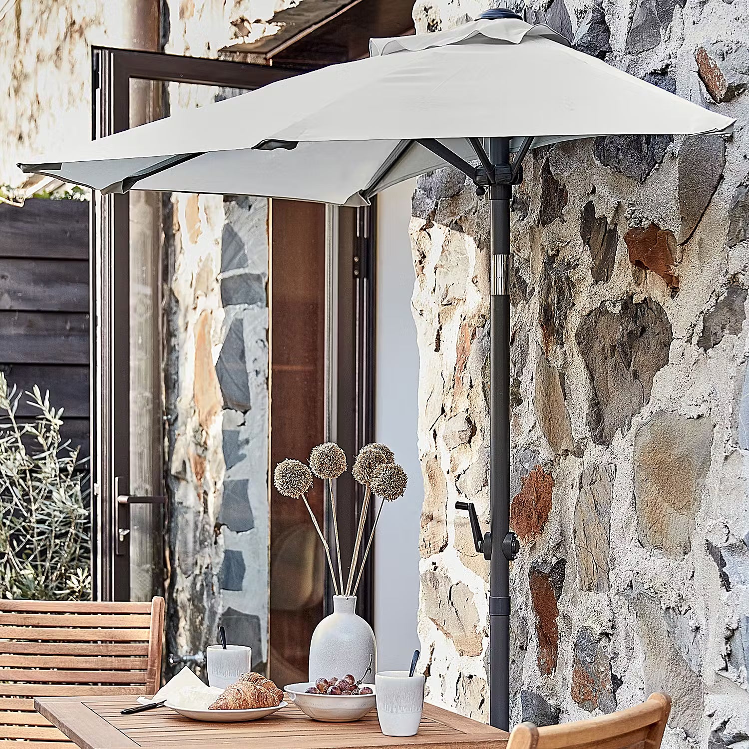 SIESTA Sonnenschirm halbrund - Aluminium / Polyester - Grau - Grau