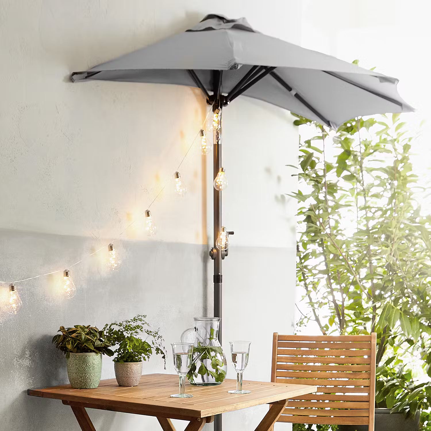 SIESTA Sonnenschirm halbrund - Aluminium / Polyester - Grau - Grau