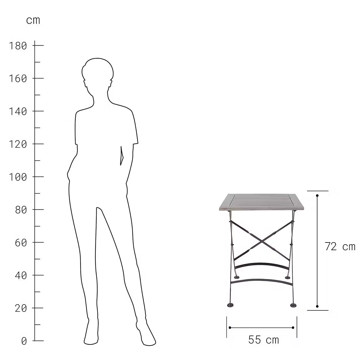 STREET LIFE Bistrotisch grau - Akazie massiv / Eisen - Grau