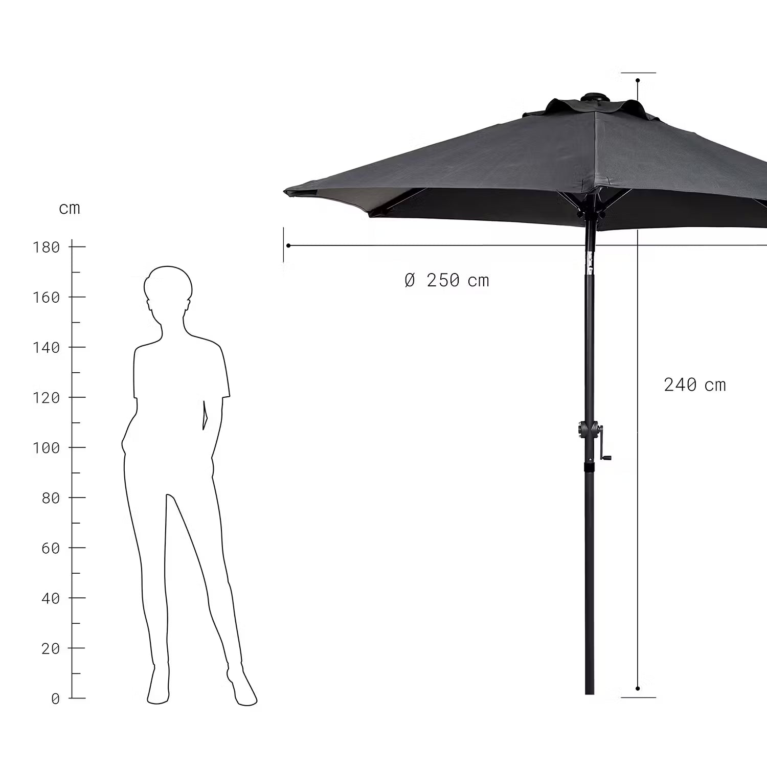 SIESTA Sonnenschirm - Aluminium / Polyester - Grau