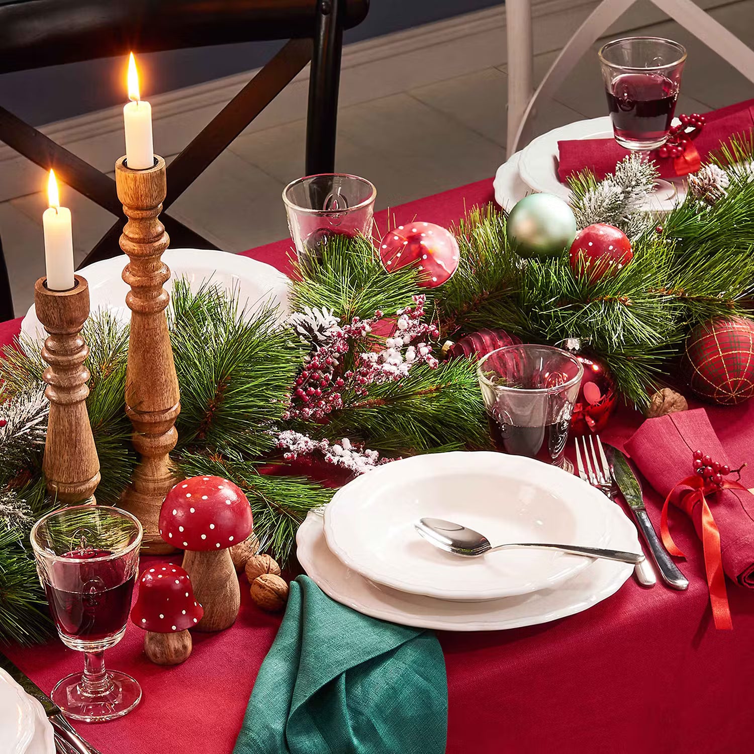 FLORISTA Beerenzweig 2er-Set - Eisen / Polyester PVC - Rot