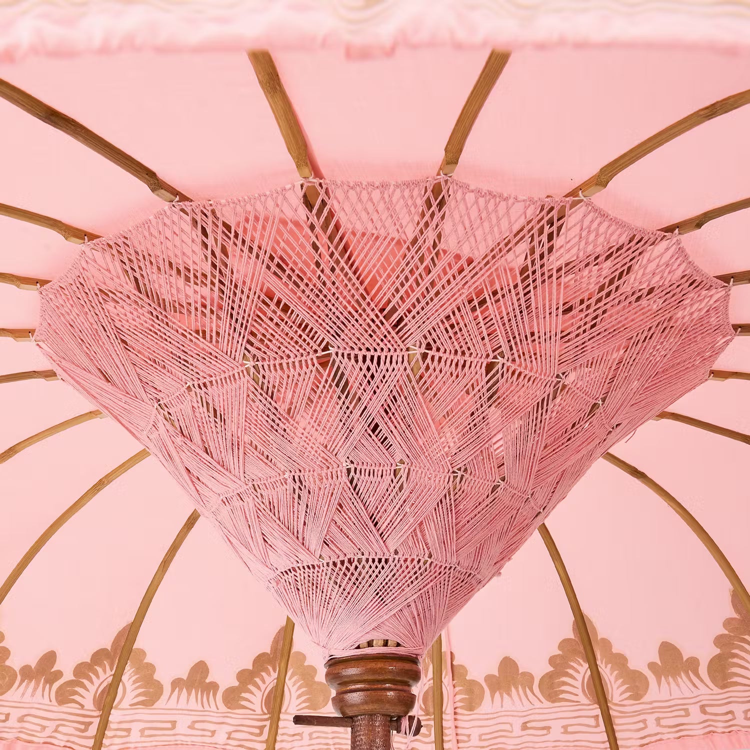 ORIENTAL LOUNGE Sonnenschirm - Baumwollstoff / Fruchtholz - Pink